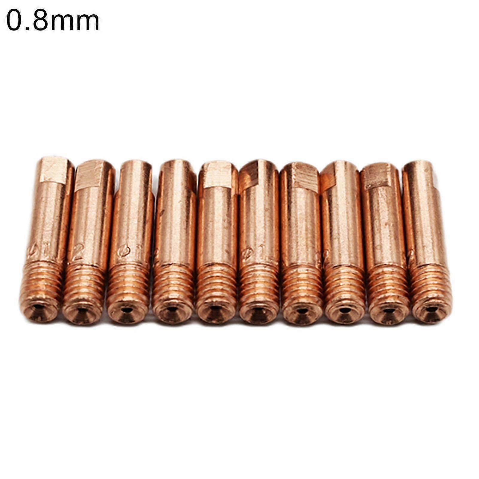 10Pcs Red Copper 15AK MIG Welding Torch M6 0.6/0.8/1.0/1.2mm Contact Tip Nozzle QinHai