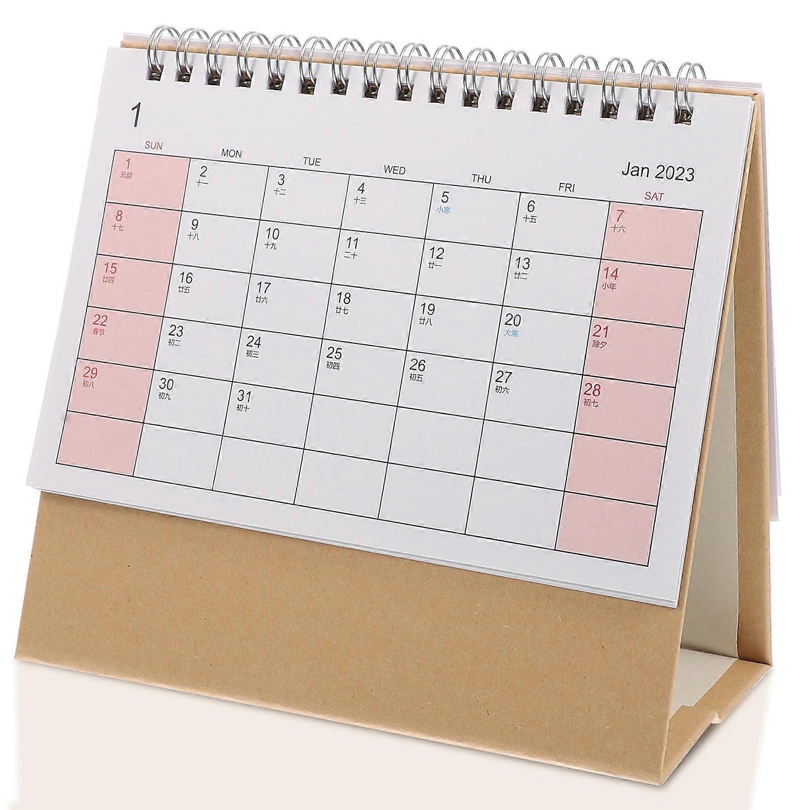 Mini Desk Calendars Practical 2022-2023 Desktop Calendar Twin-Wire Binding Note-Taking 1Set