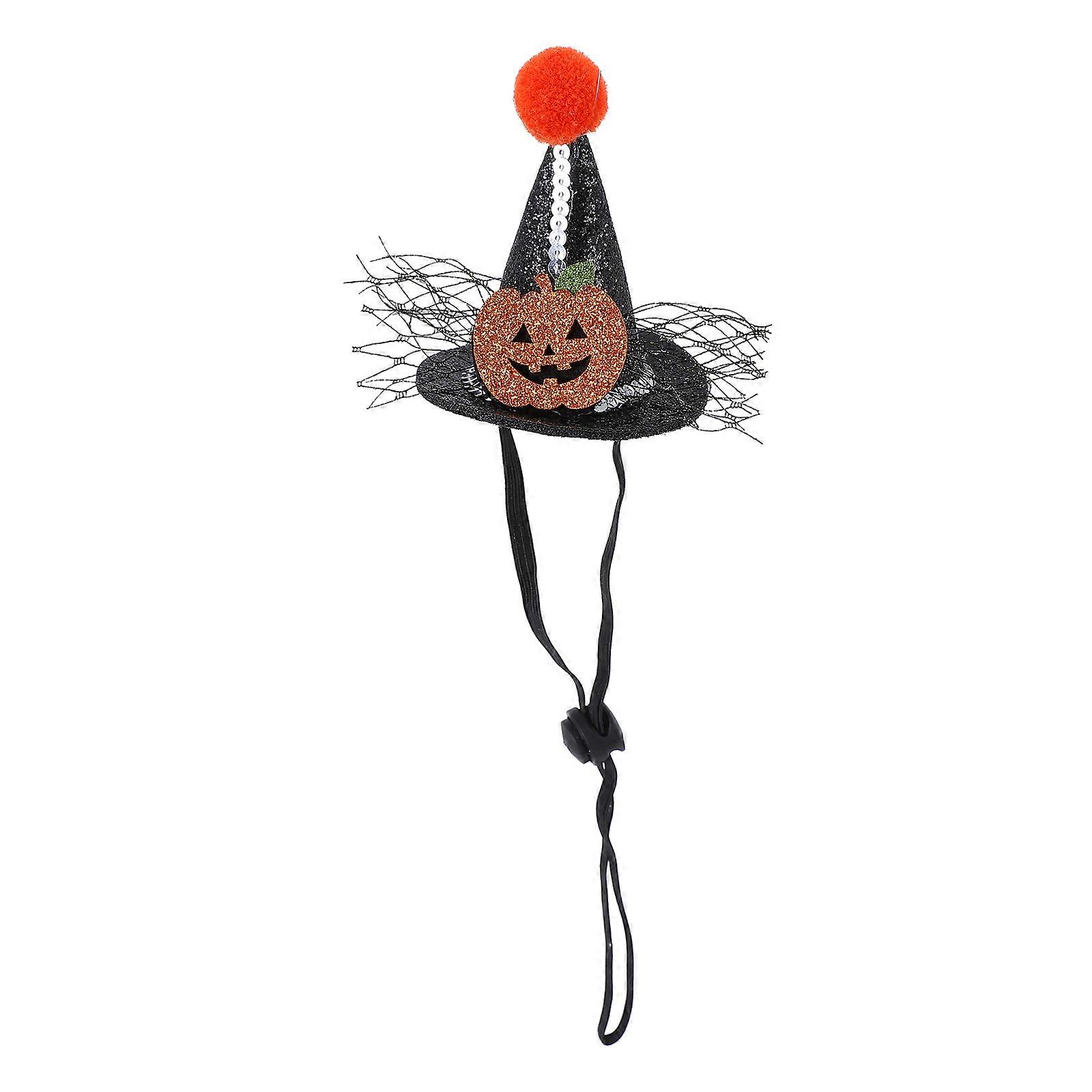 Pet Hats Halloween Design Pets Party Comfortable to Wear Pumpkin Shape Yellow 8X7X7cm 1Set