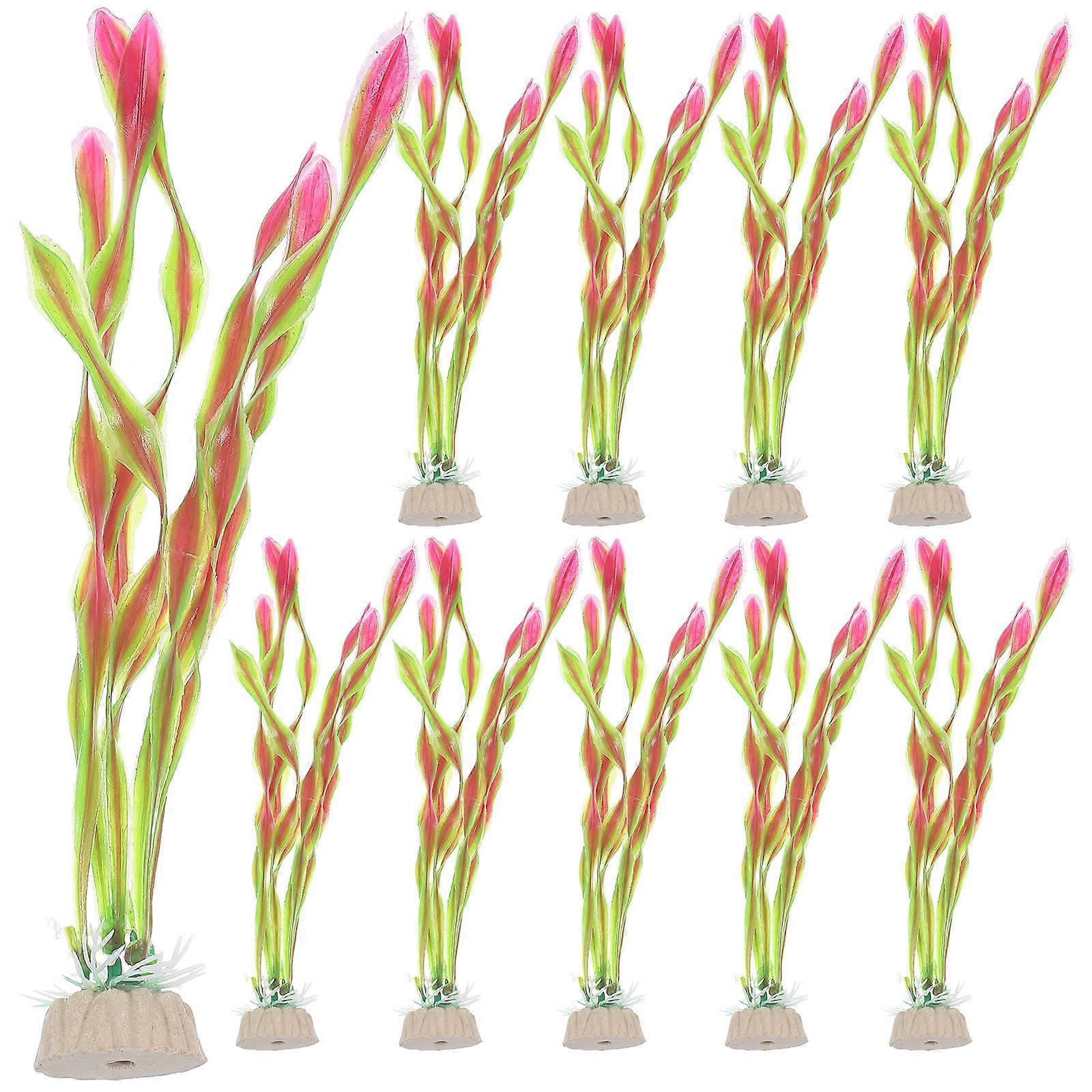 Fish Tank Plants Aquarium Ornaments Lifelike Grass Shape Assorted Color 22x3cm Decorative 10Pcs