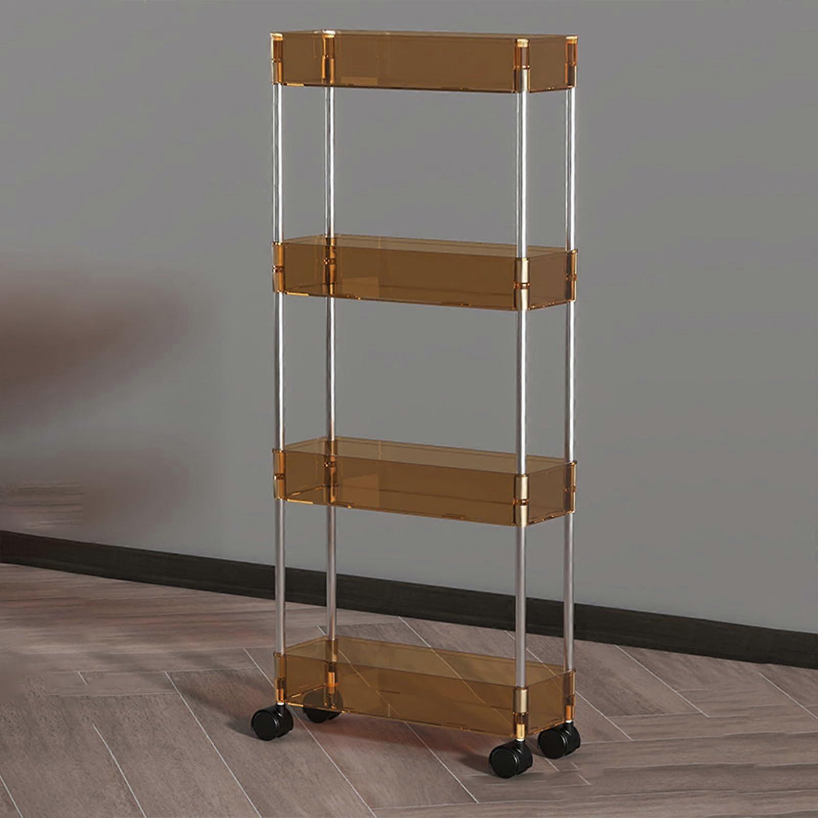 Rollable All-Purpose Cart, Transparent Multi-Functional Storage Trolley, 4 Tier Mobile Shelf for Bathroom, Kitchen, Office