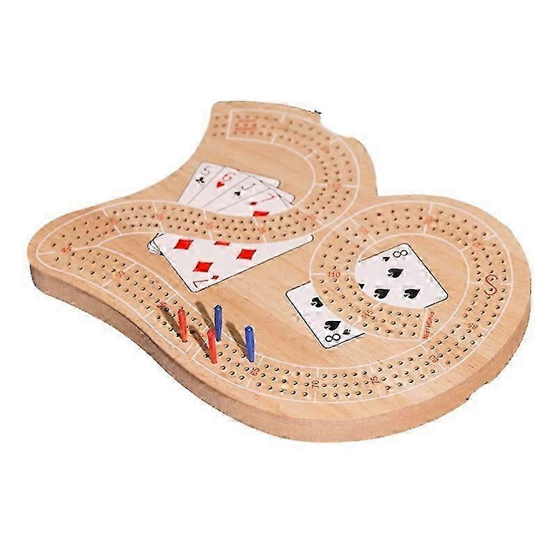 Wooden 3-Rail Cribbage Board Game, Suitable for 3 Players