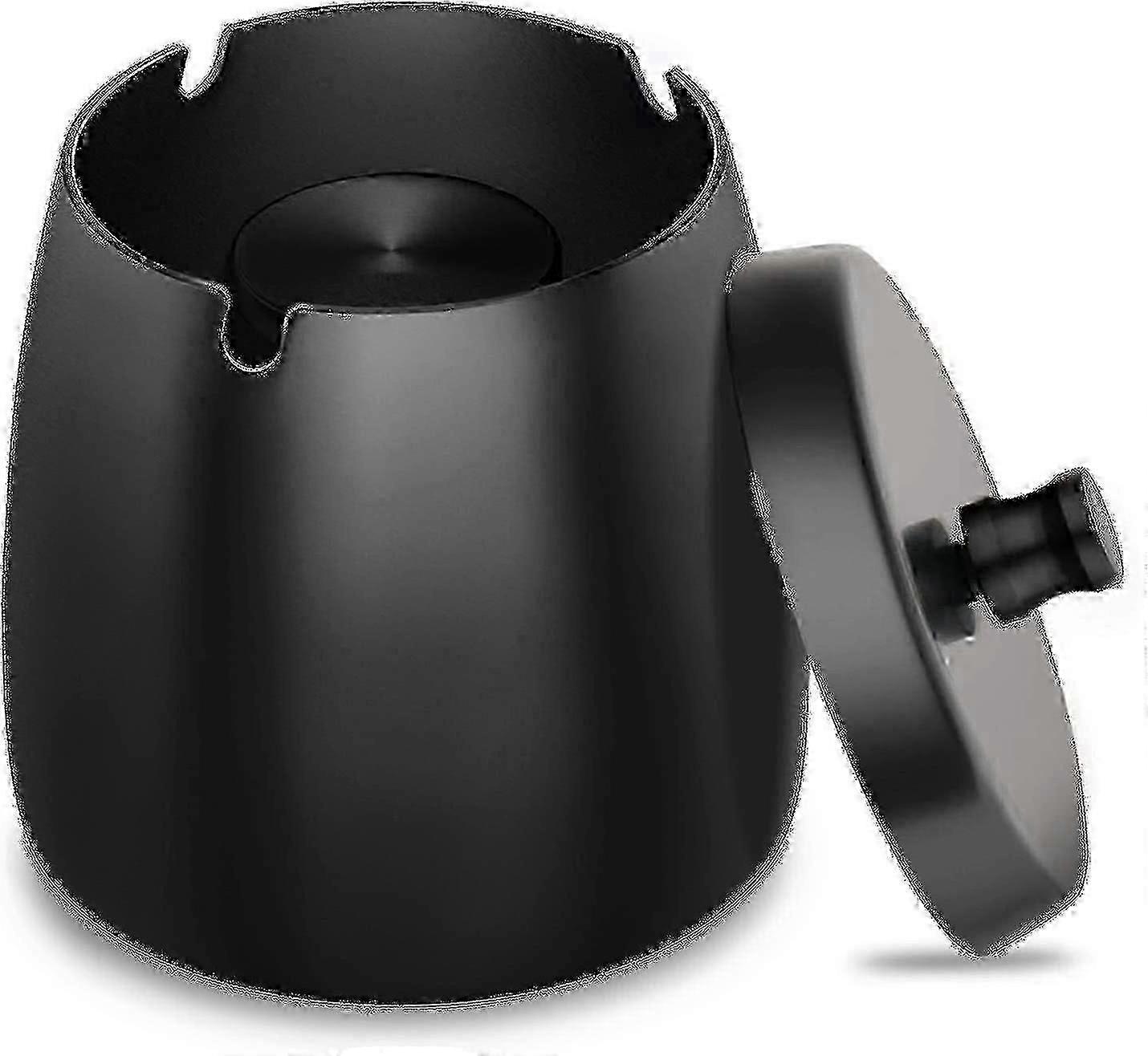 Svart keramisk askebeger med lokk Vindtett sigarett askebeger--