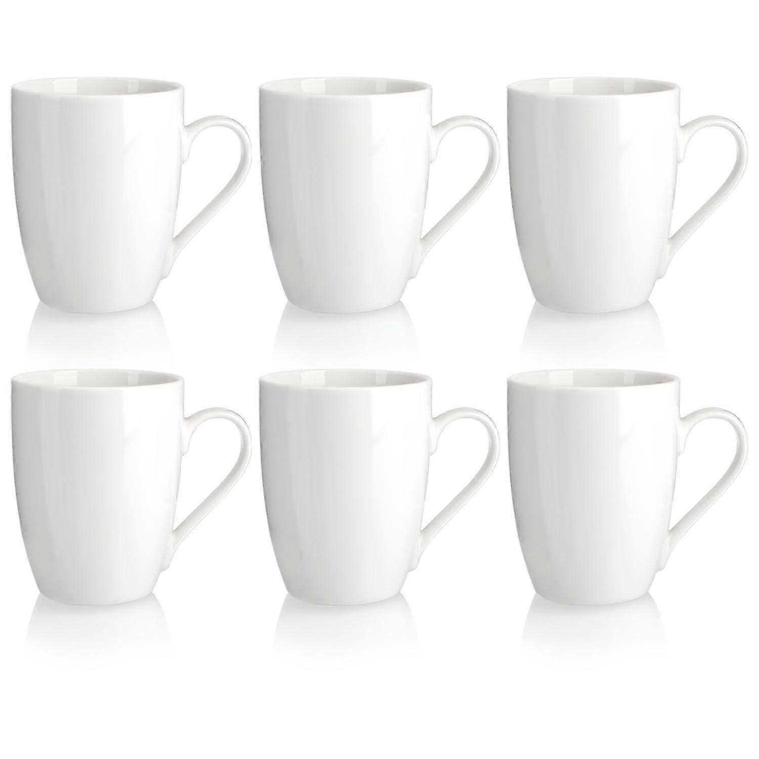 Ceramic Coffee Cups Modern Design White Handle Cup 300ml (6x Flower White)