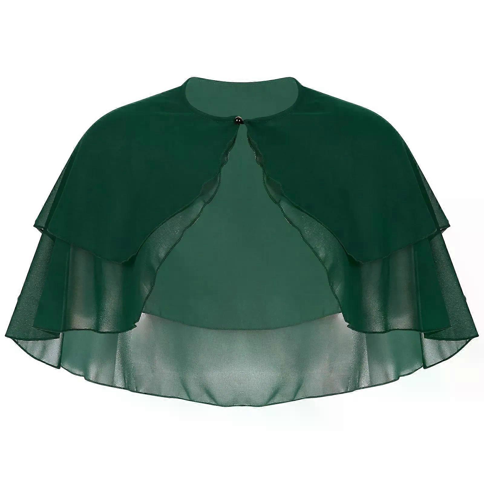 المرأة أنيقة لون الصلبة الشيفون شال كشكش 2 طبقة الشيفون يلتف بوليرو الزفاف عيد ميلاد مساء حزب اللباس كيب ملابس خارجية