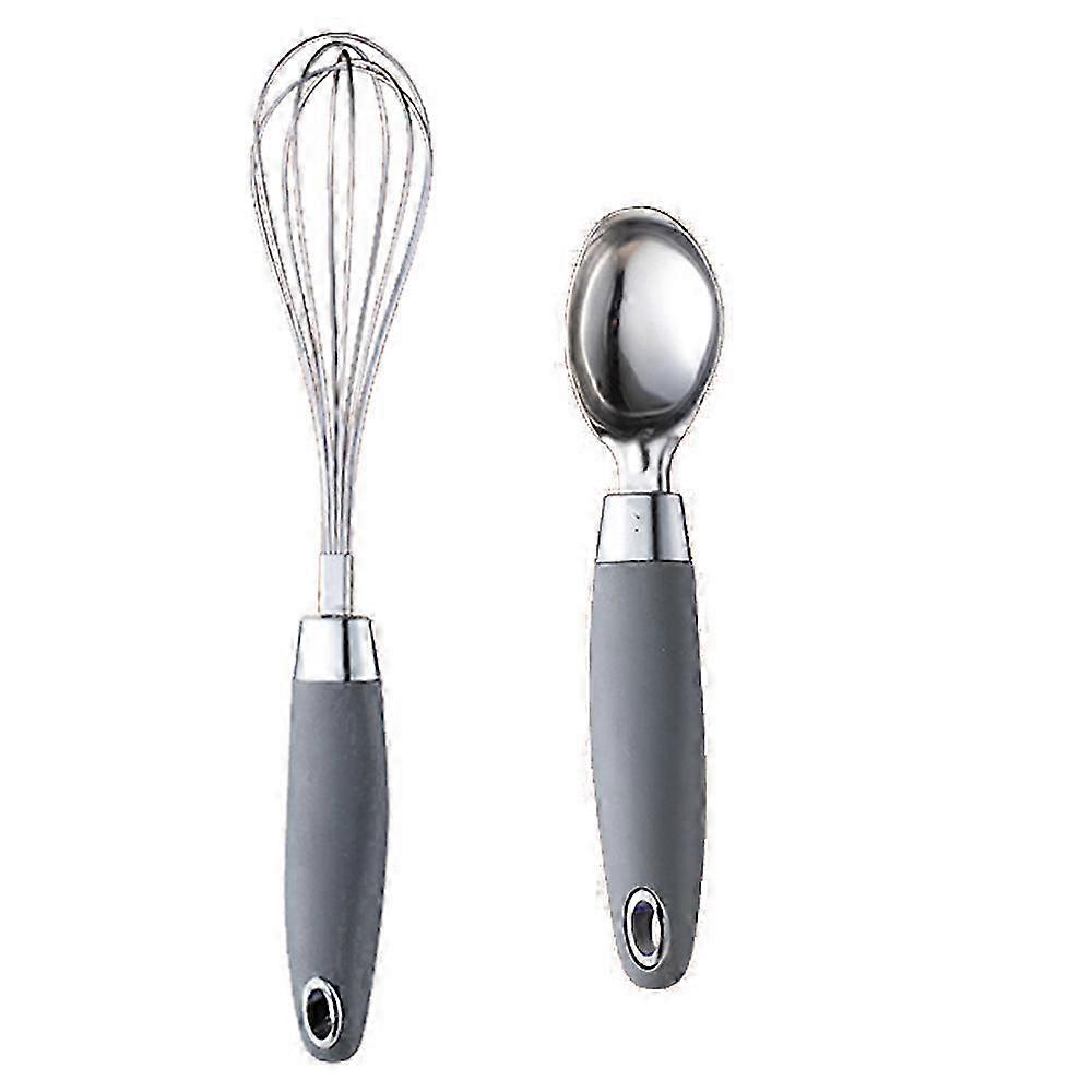 2 Pc Kitchen Stainless Steel Tool Set with Soft Touch Handles for Cooking