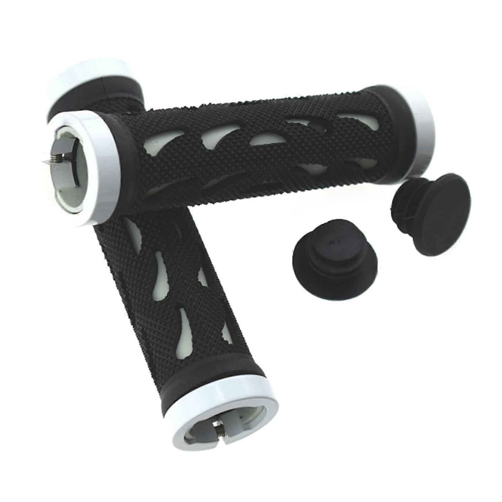 Non-Slip Bike Handlebar Grips with Locking Ring, Shock Absorbing Ends for Mountain Bicycles