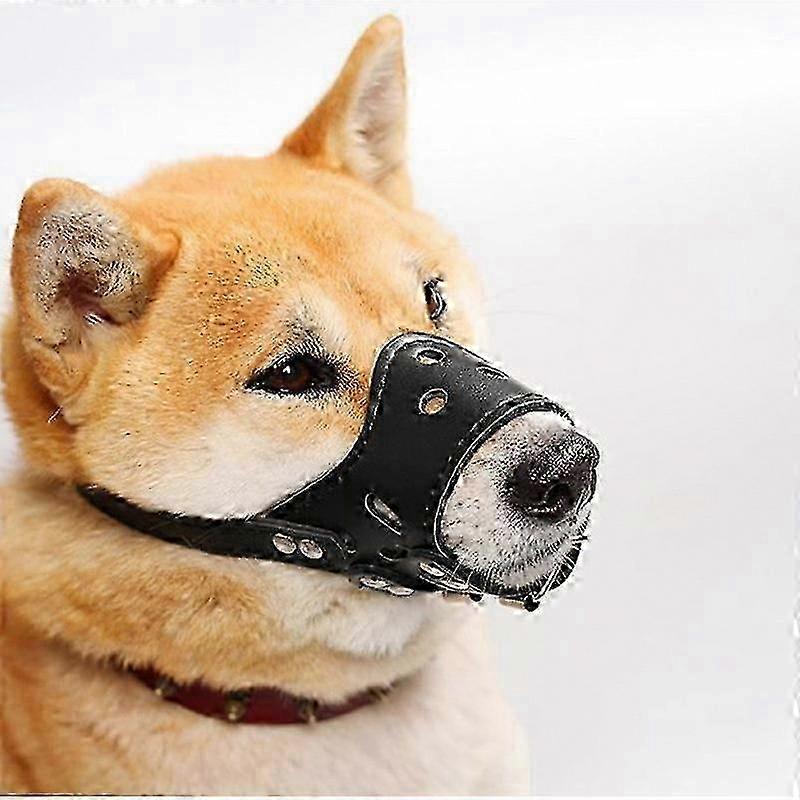 2024 Brown Soft Leather Adjustable Dog Muzzle for Small, Medium, and Large Dogs