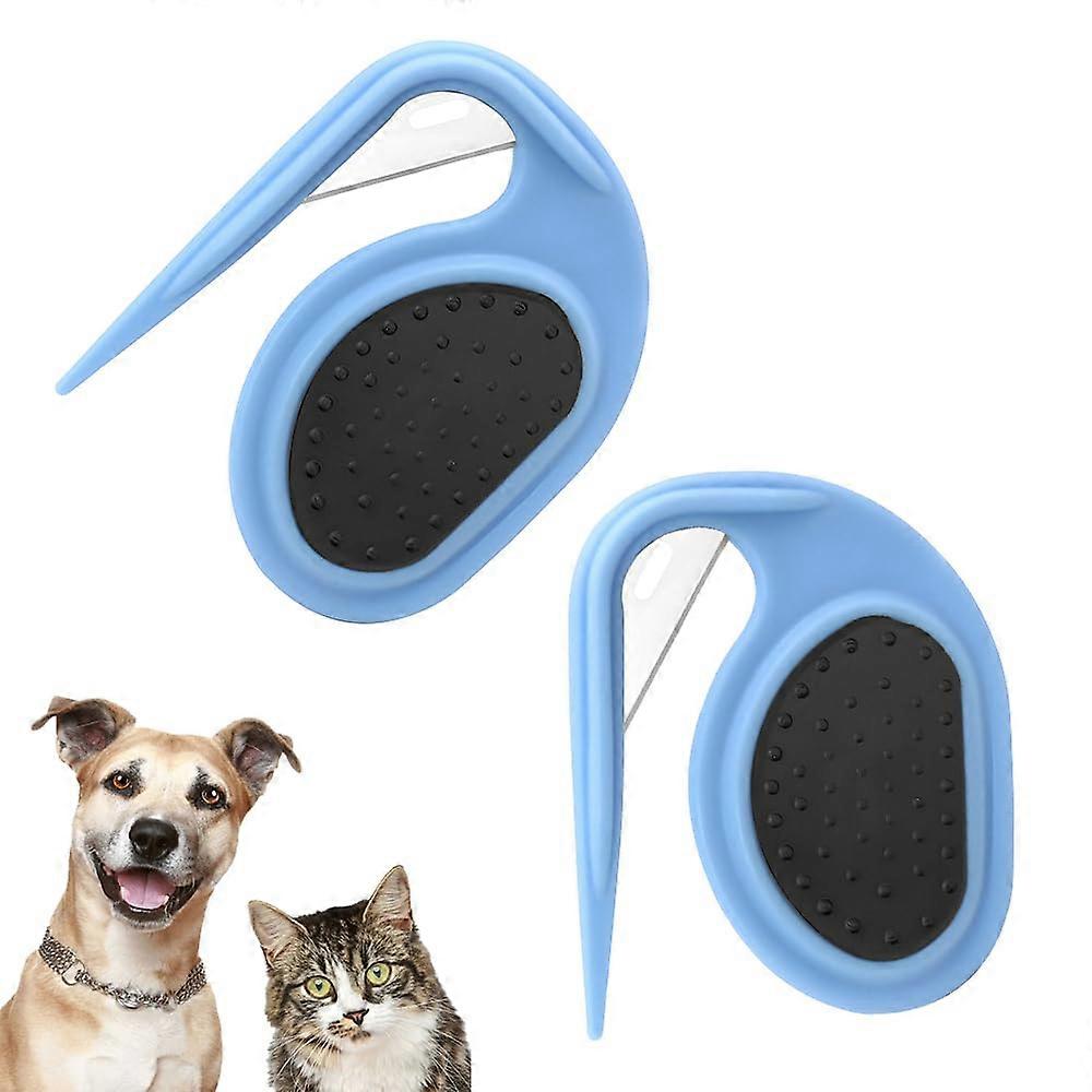 Knotting Comb for Cats, 3-in-1 Detangling Knife and Massage Tool, Pack of 2, Gentle Undercoat Removal, Tangle Comb