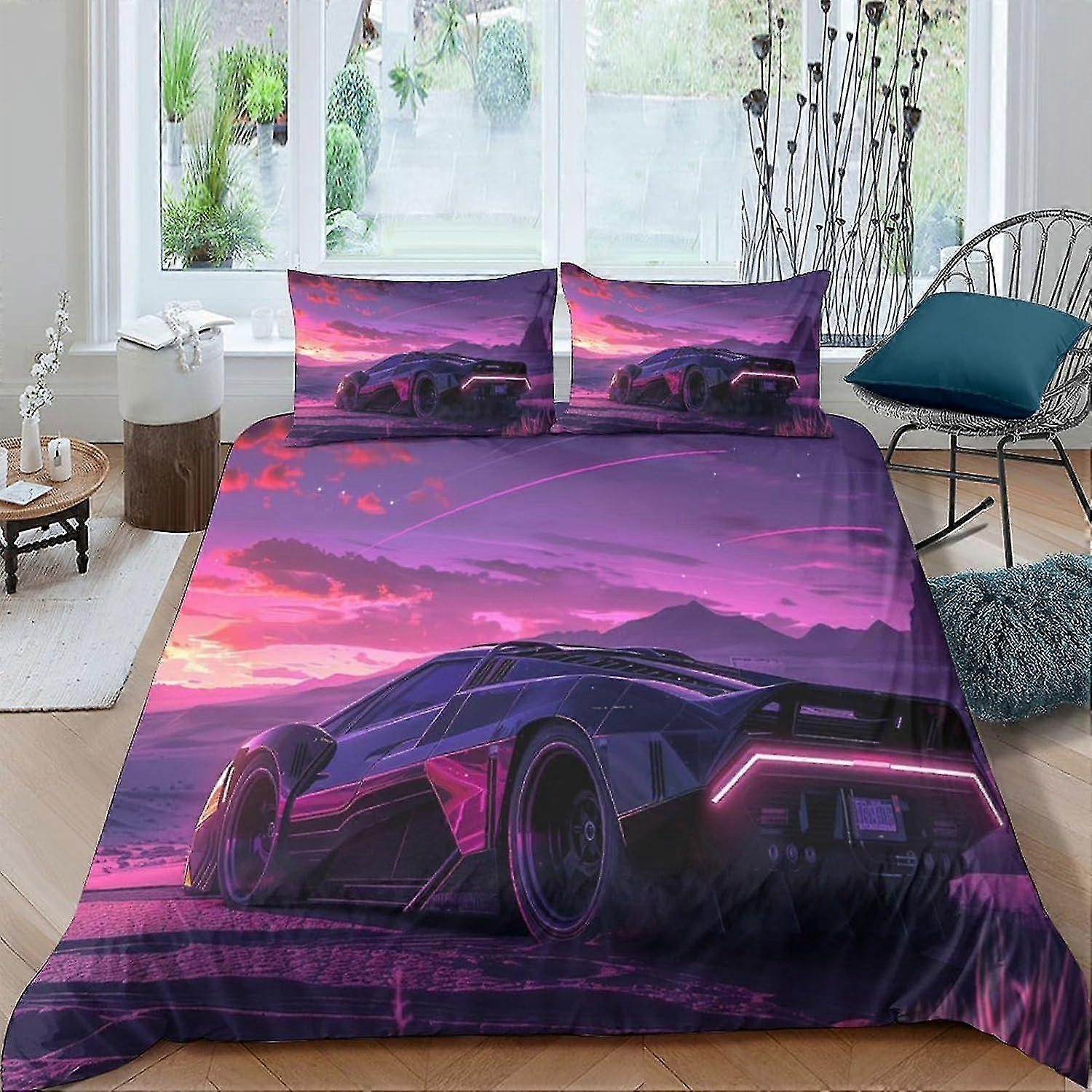 Duvet Cover Set for Teens and Adults with 3D Print Design and Zipper Closure, Soft Microfiber Bedding Set