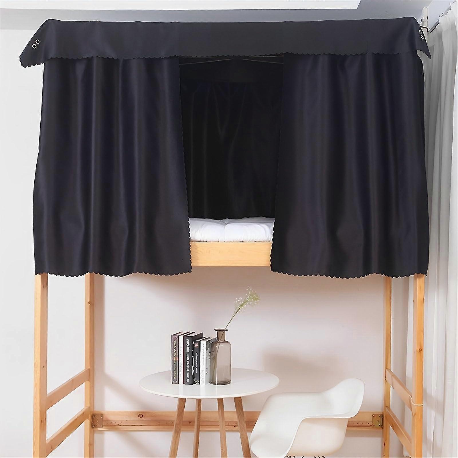 Volltonfarbe Etagenbett Vorhang Schwarz 2x1.5m, Bettvorhang für Hochbett, Staubdicht, Moskitonetz für Kinderzimmer