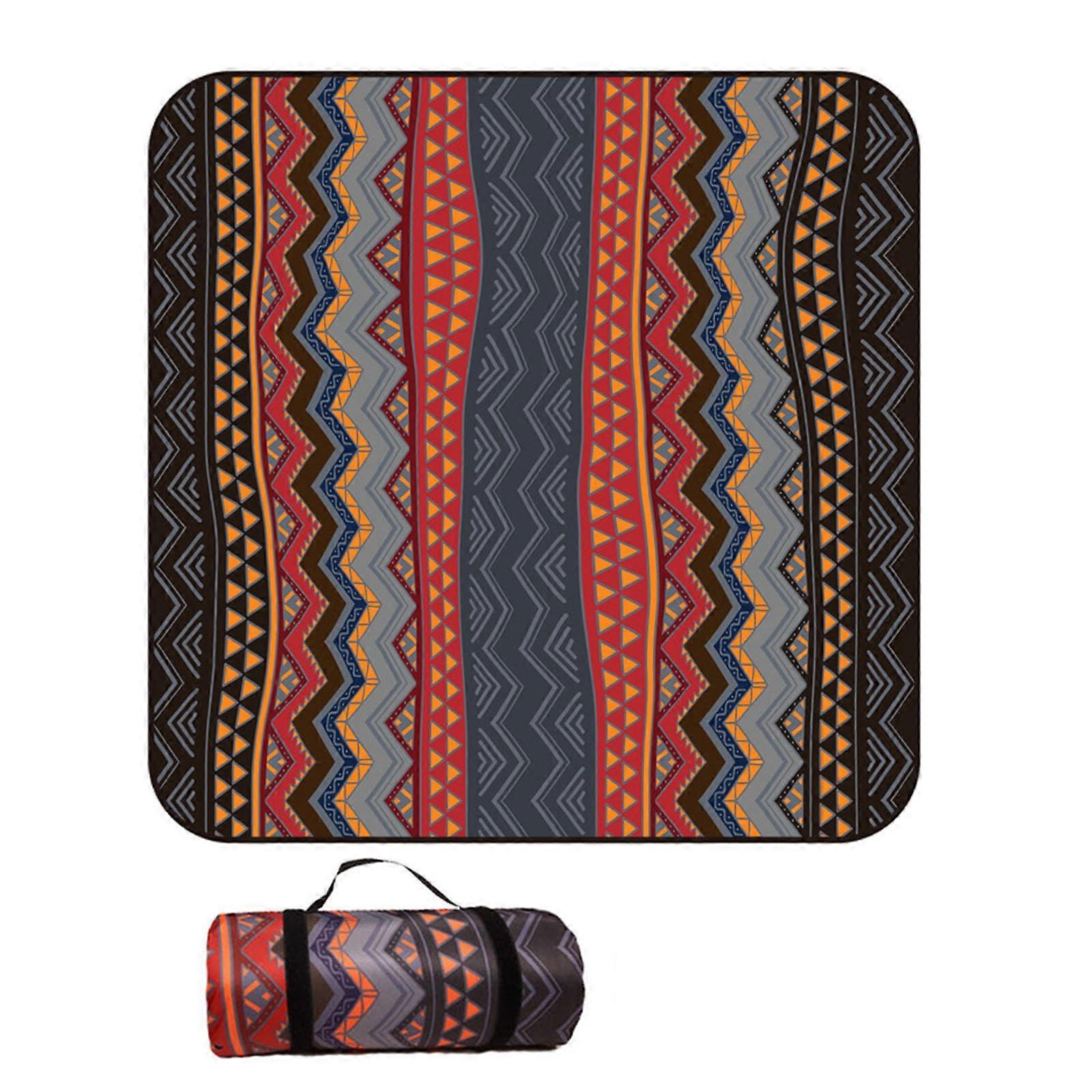 Bohemian Style Foldable Picnic Blanket, Waterproof, Insulated, Sand (Charcoal 100x150cm)