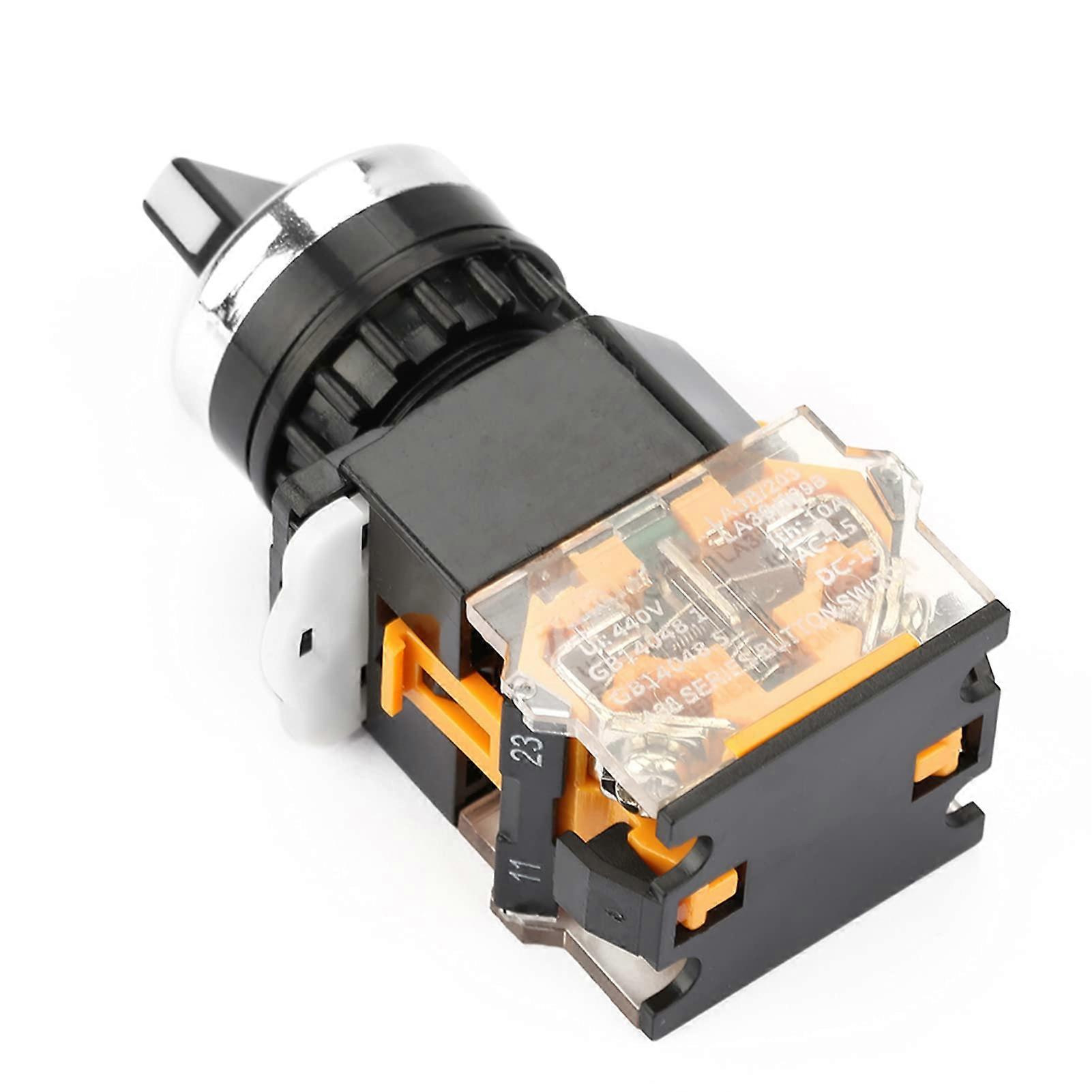 22mm Round Rotary Selector Switch, 2 Position Self-Locking NC NO, Industrial Control Switch for Electronics Applications