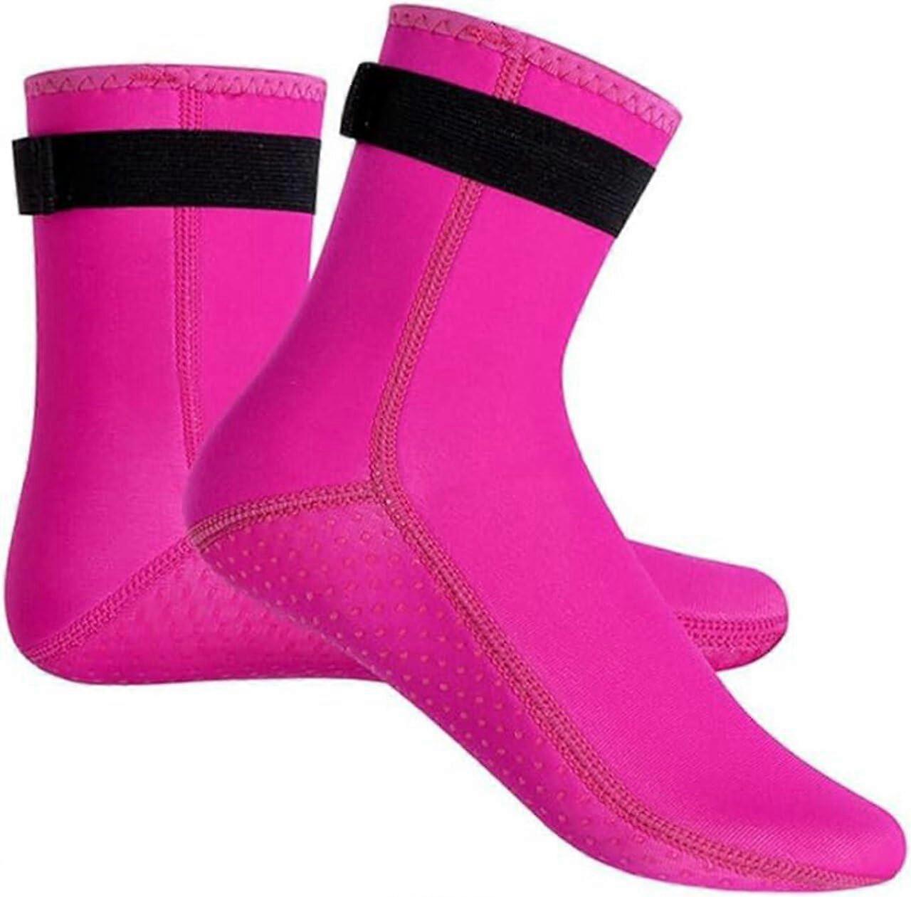 Neoprene Socks for Men and Women 3mm Warmth, Slip Resistance for Diving, Snorkeling, Surfing XXL Rose Red