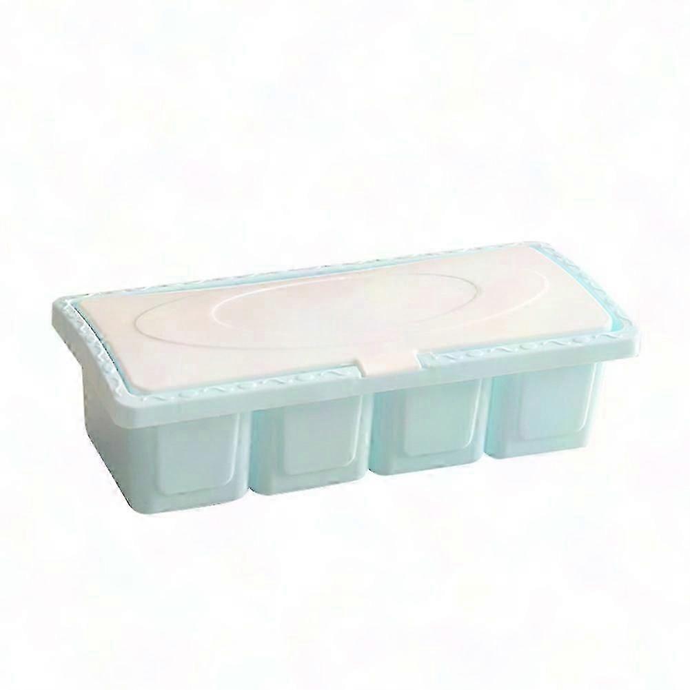 4 Grid Seasoning Box Spice Storage Case with Spoon Kitchen Organizer Tool