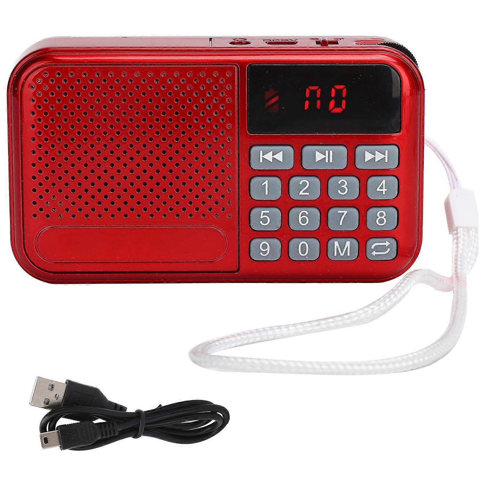 K-89 Multifunction Portable FM Radio USB o Player Support Memory Card Red