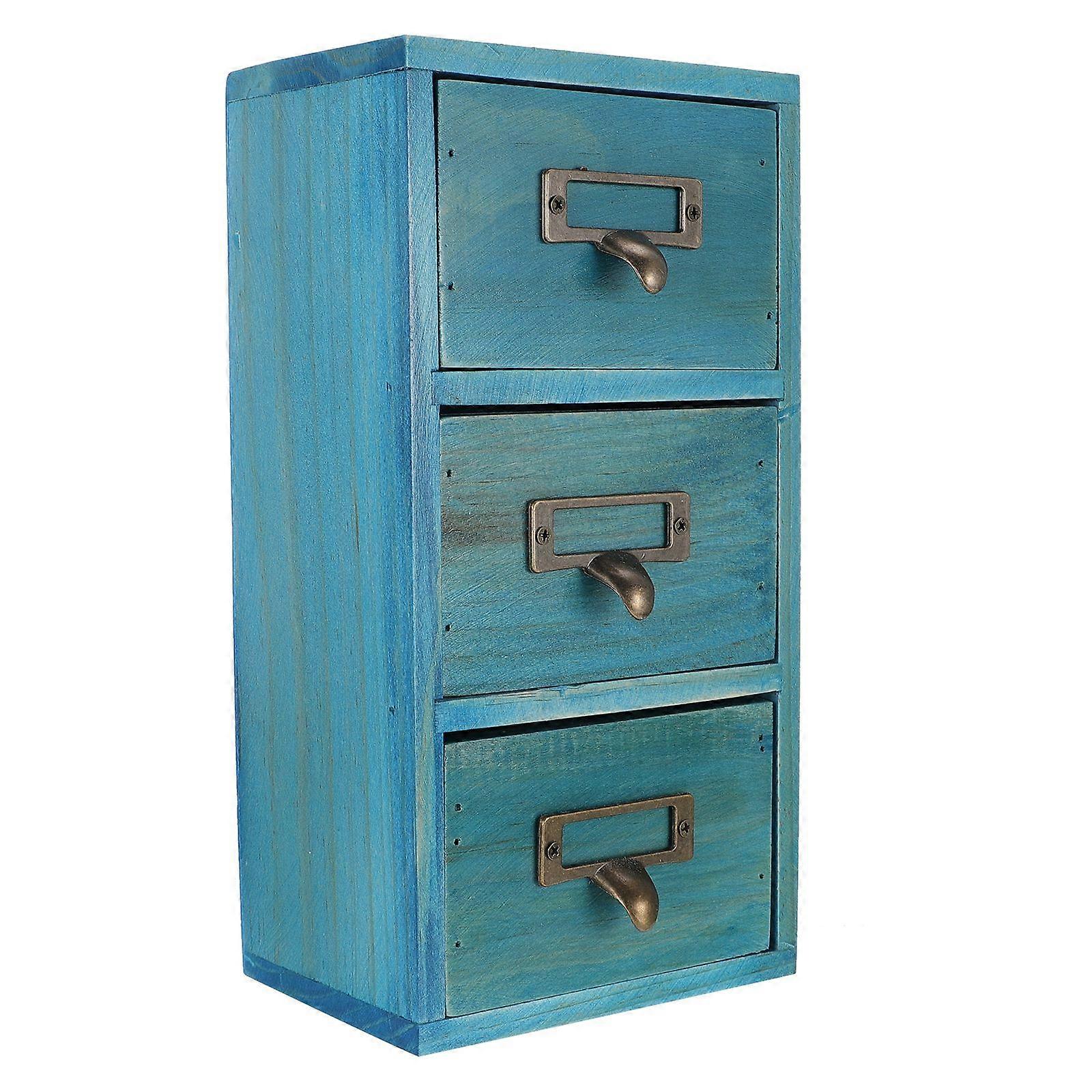 Desktop Storage Box Vintage Drawer Box Wooden Container Table Storage Organizer