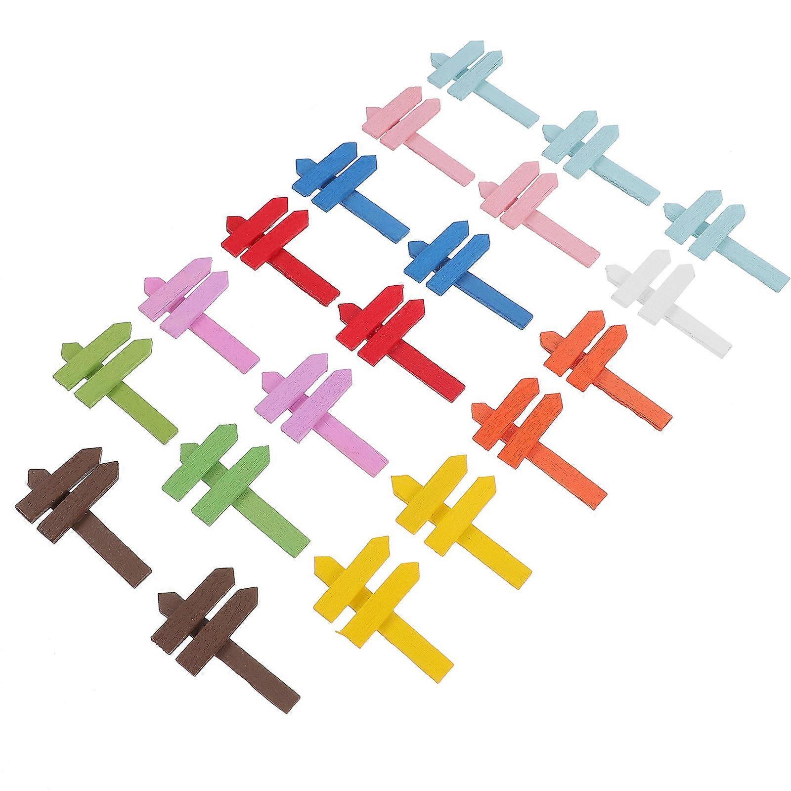 Microlandscape Fence Wooden Fence Home Decoration Compact Style Assorted Color 5.00X3.00X0.50cm 20Pcs