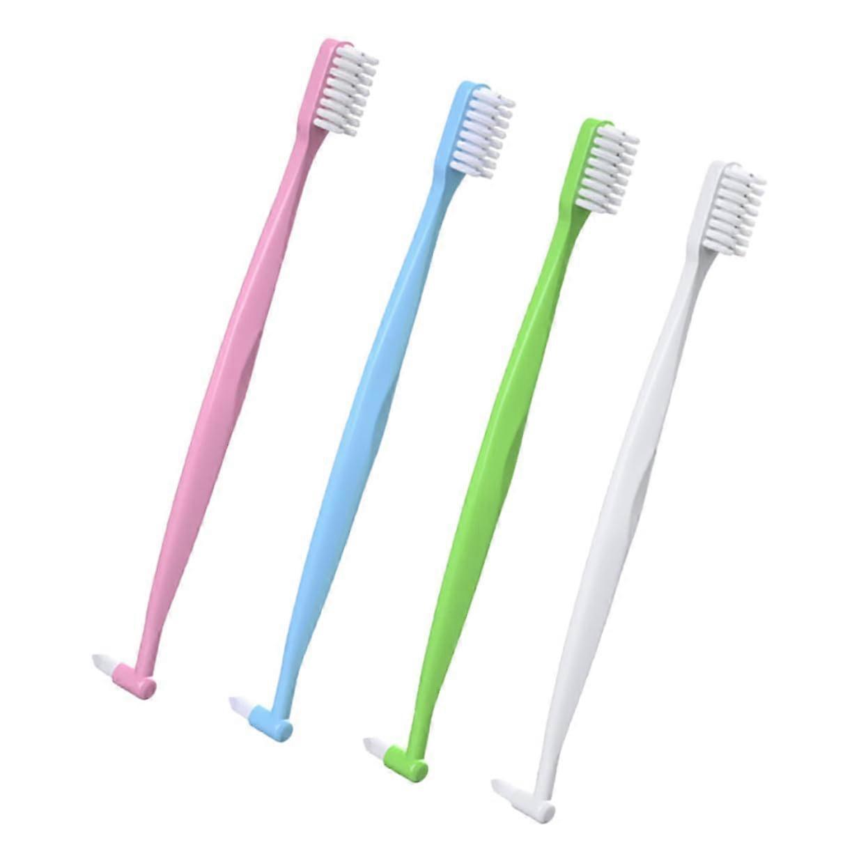 Pack of 4 DoubleSided Toothbrush, DoubleHeaded, Compact Manual Toothbrush Set