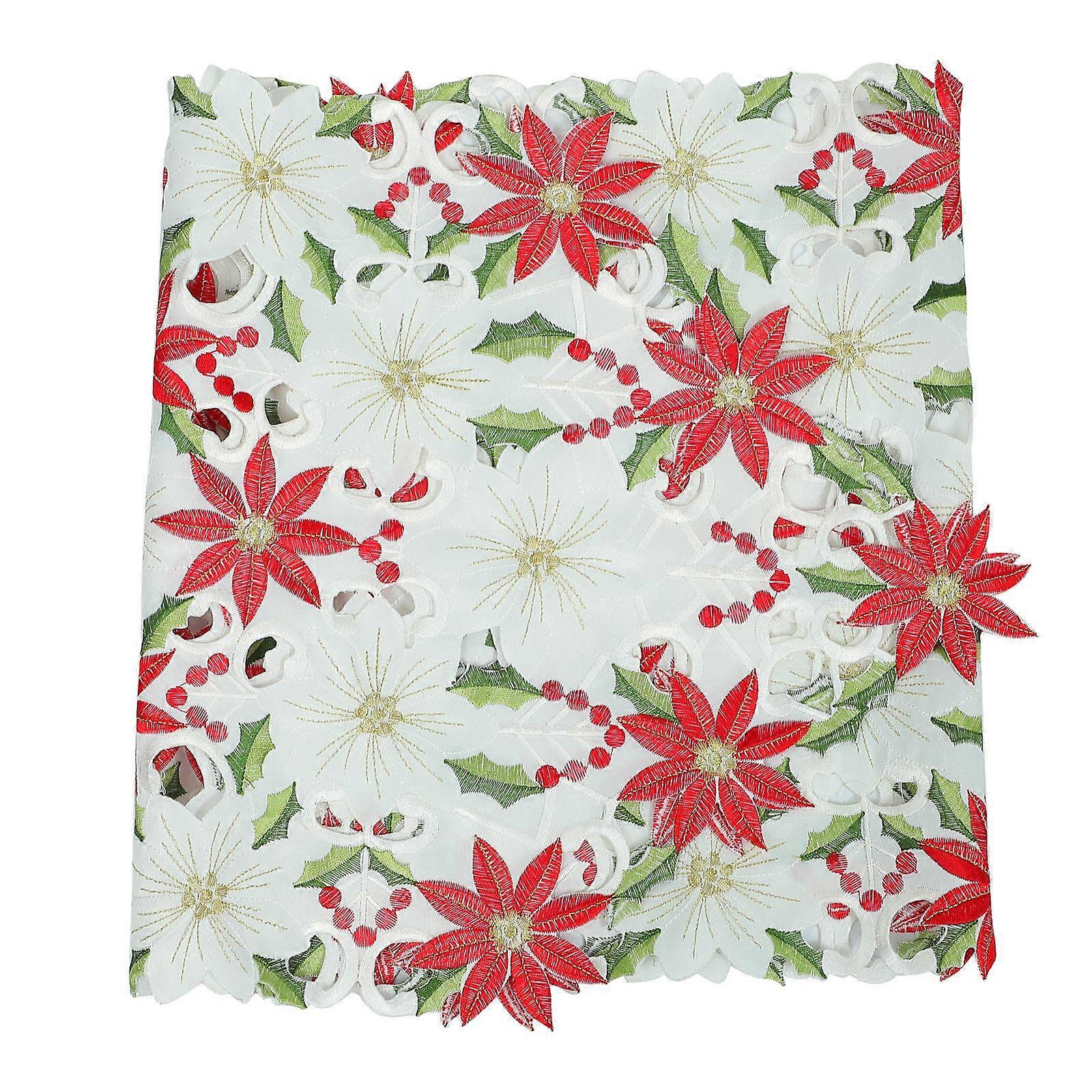 Holiday Table Cloth Rectangle Table Christmas Theme Decorative White Polyester 148x38cm For Home Decor 1Pc