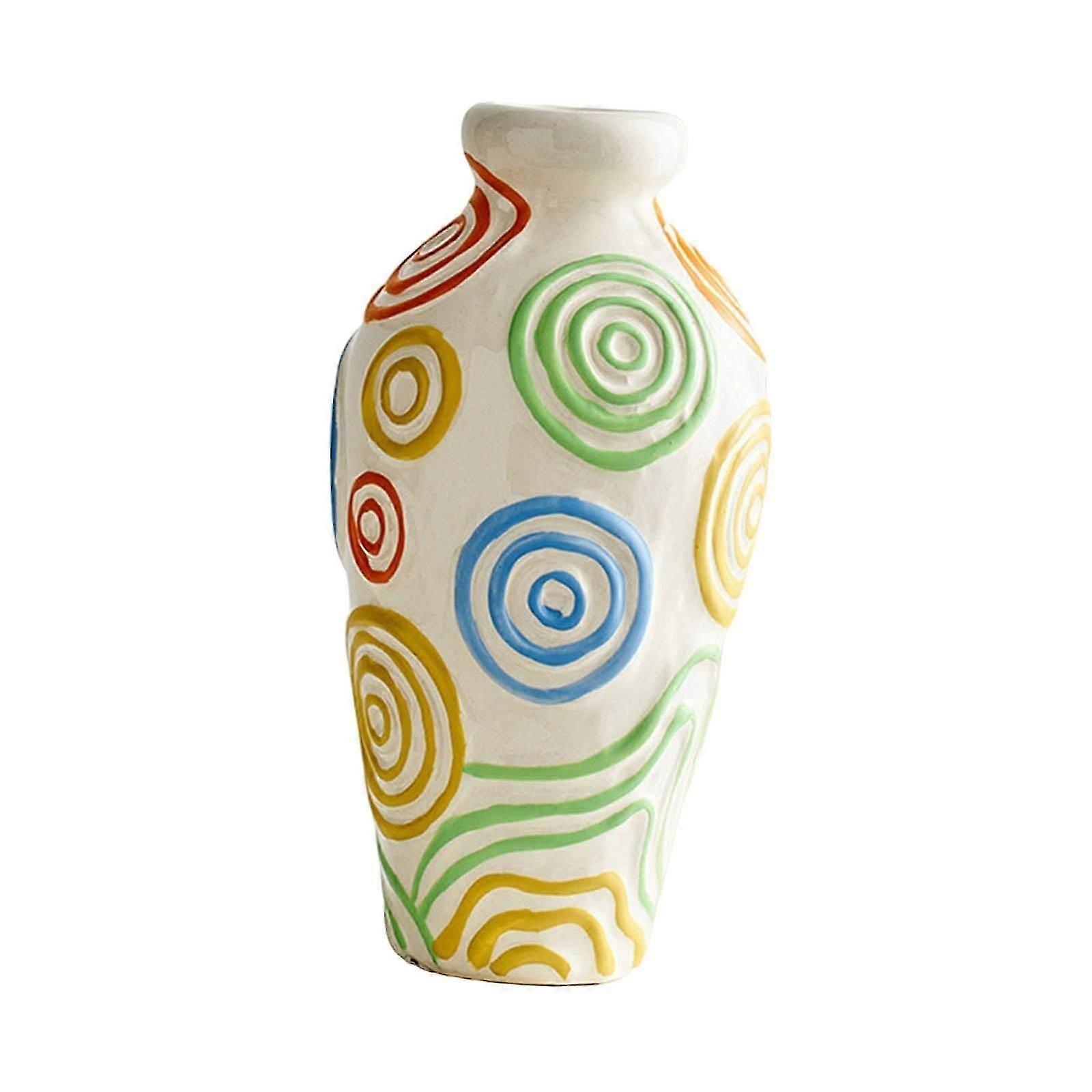 Colorful Vase Unique Modern Flower Container for Living Room Apartment Shelf Lines