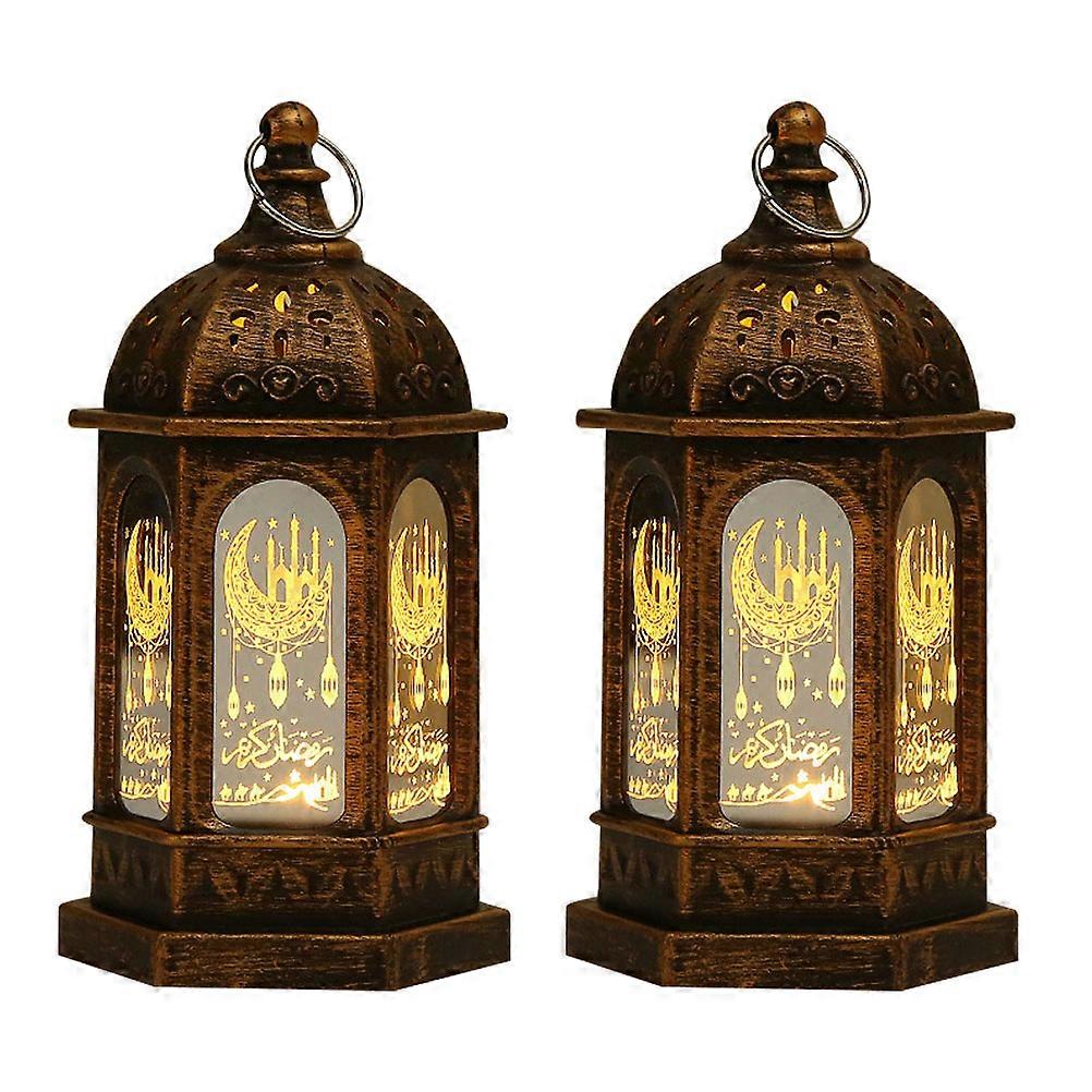 2PCS Arabic Ramadan Lanterns Moroccan Lamps Eid Fitr Wind Lamp Decor