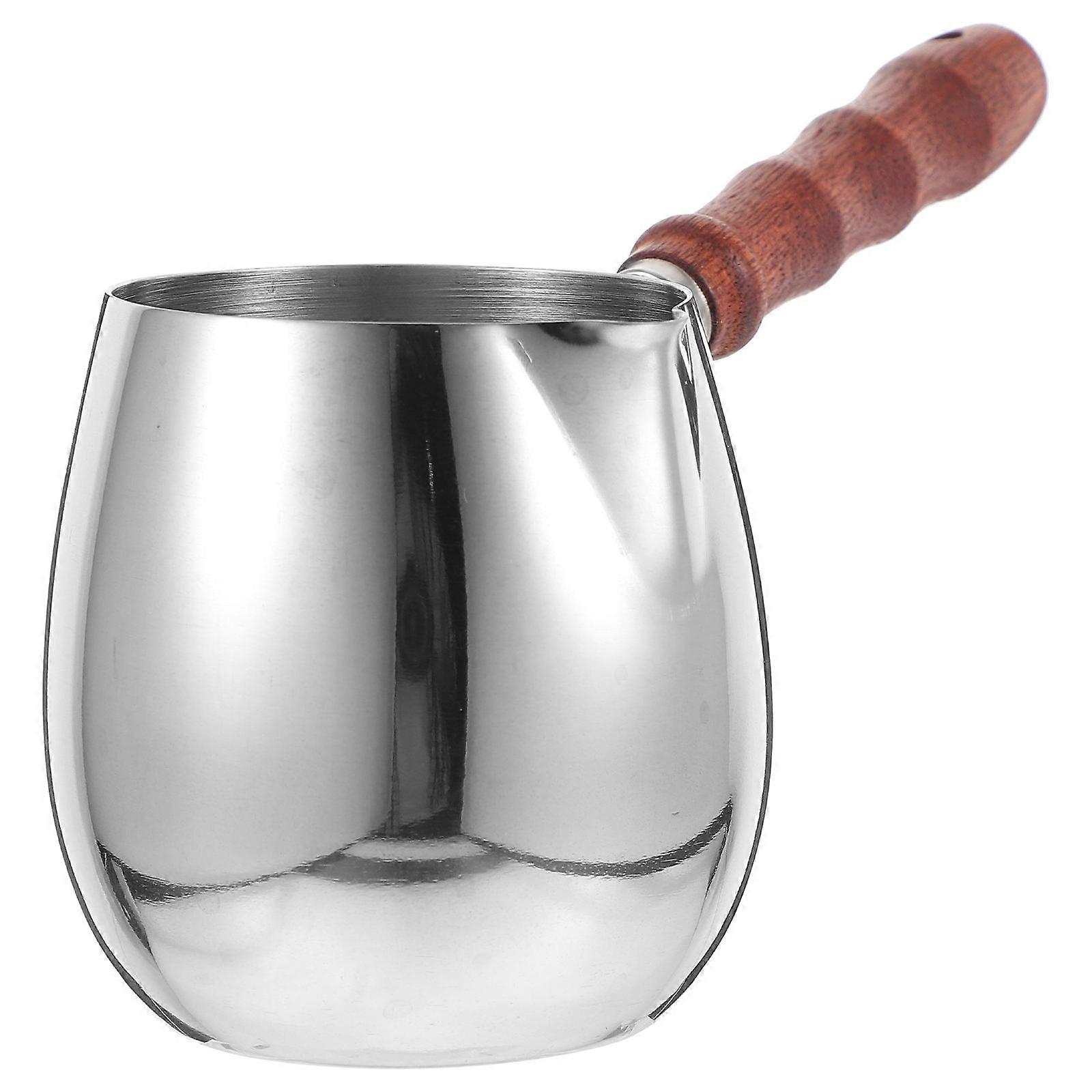 Stainless Steel Latte Pitcher with Wood Handle for Drinking Silver Color 1 Piece