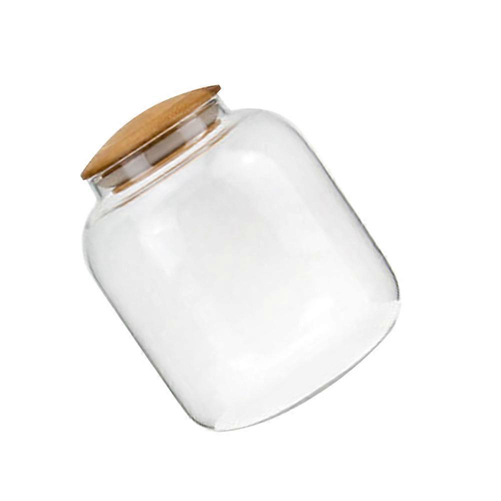 Glass Storage Tank for Snack Organizer with Bamboo Lid High Borosilicate 900ml