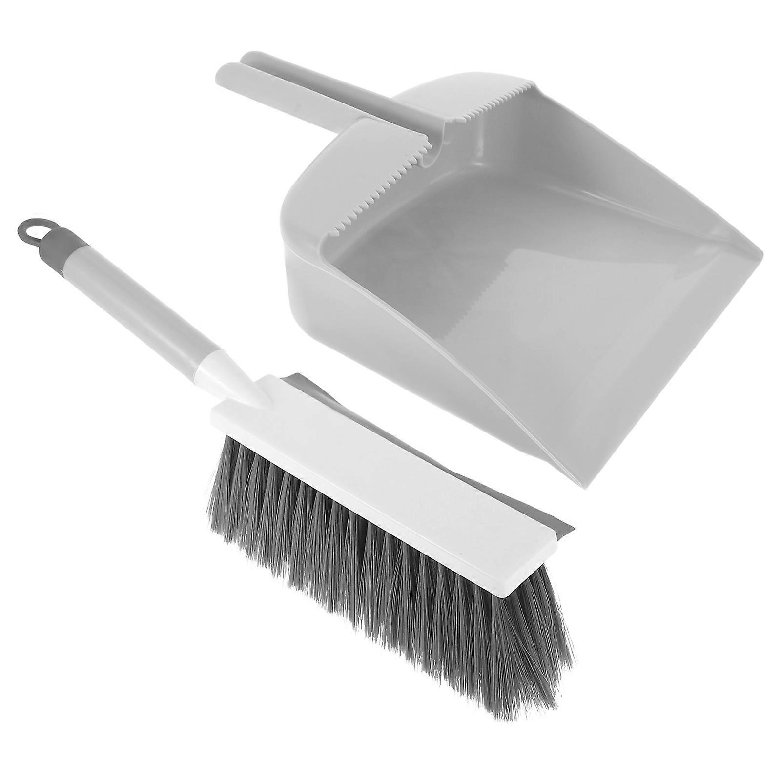 Small Broom and Dustpan Set for Desktop Cleaning 1Set Grey Brush