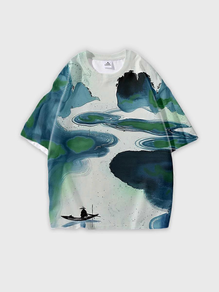 T-shirt round neck Pattern loose short sleeve B772