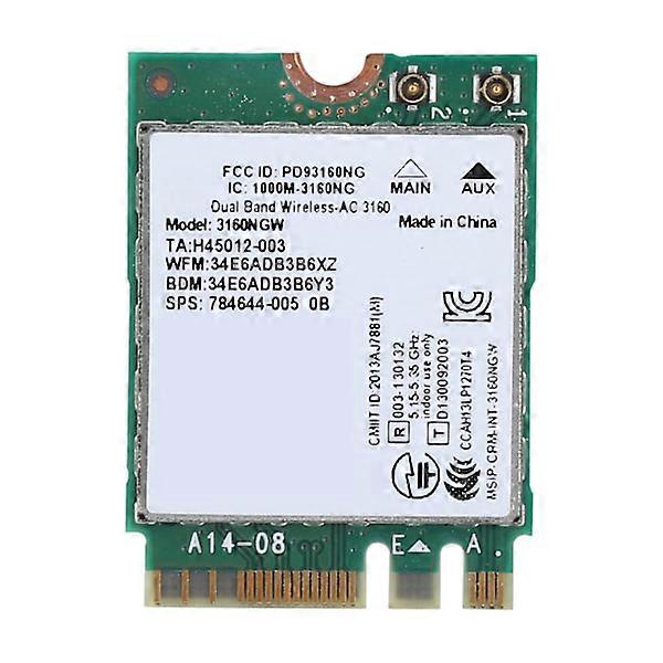 For Intel 3160AC NGW wireless WIFI card 433Mbps Bluetooth 4.0 dual band network card