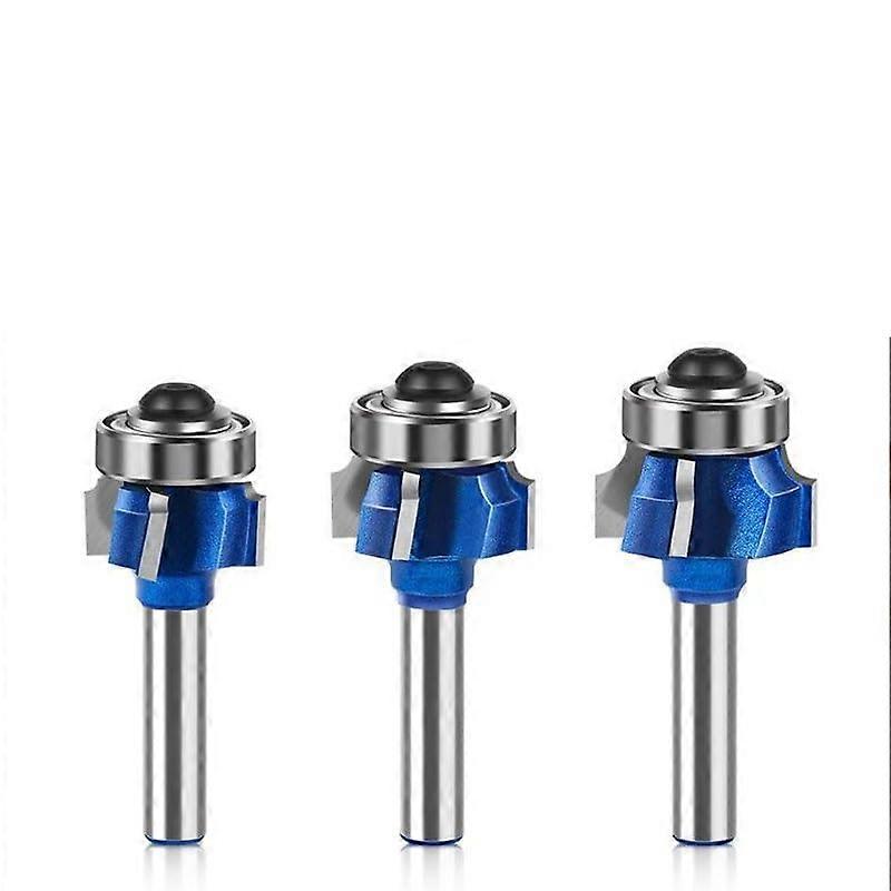 3piece 4flute router bit set for woodworking, router bits, R1, R2, R3, trim cutter, 6mm, 1/4 inch, 8mm shank (3pcs 6mm shank).