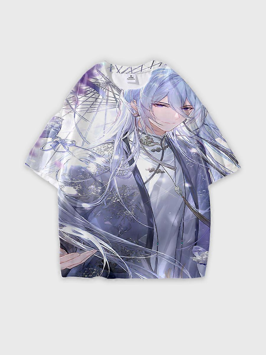 T-shirt round neck Animation Character Pattern loose short sleeve E2222