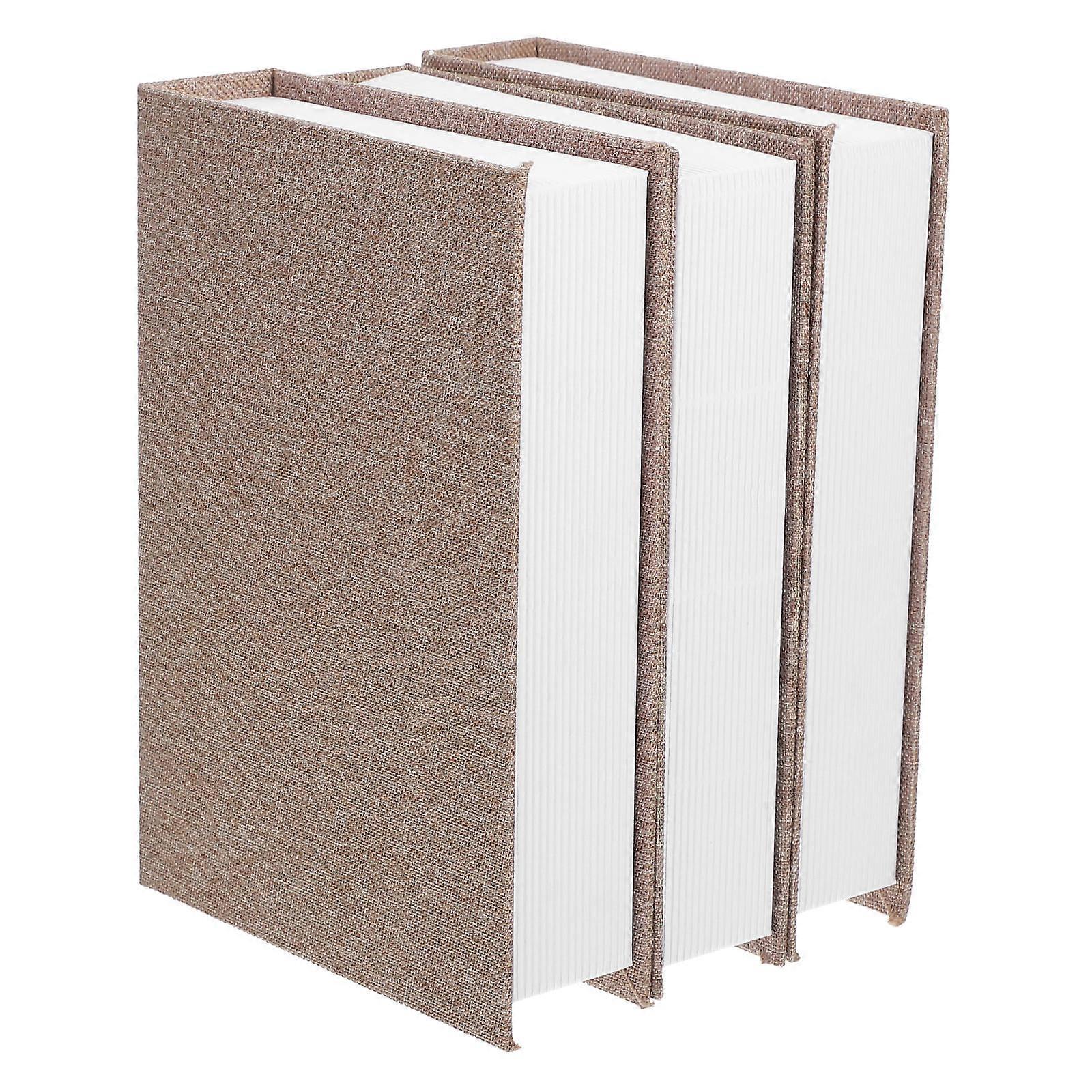 Faux Book Storage Box Light Brown with Linen Elegance for Decorative Book Display