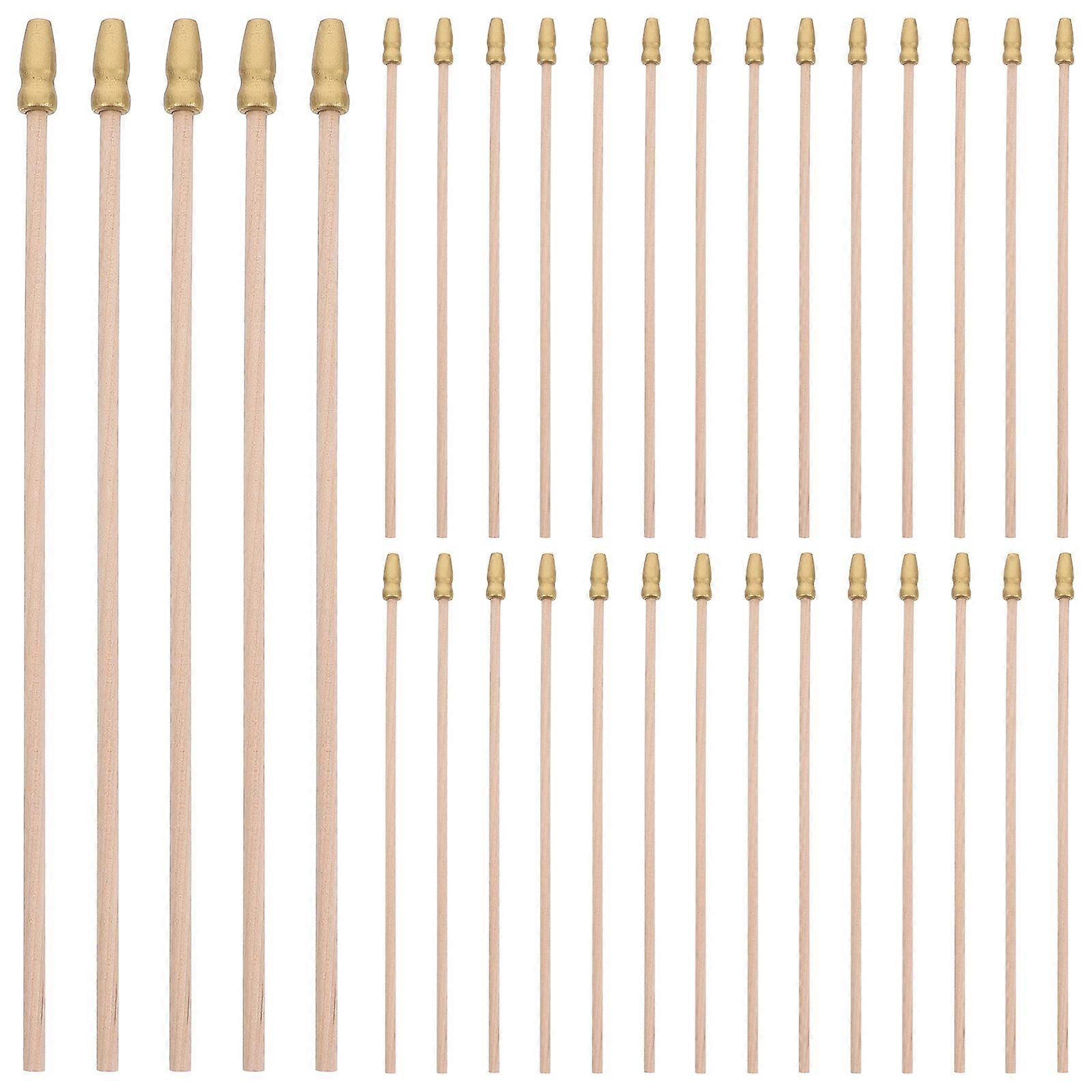 50pcs Mini Wooden Flag Sticks with Gold Caps – Handheld Craft Flag Poles for Party Decor, Events, DIY Projects, and School Celebrations – Easy Setup