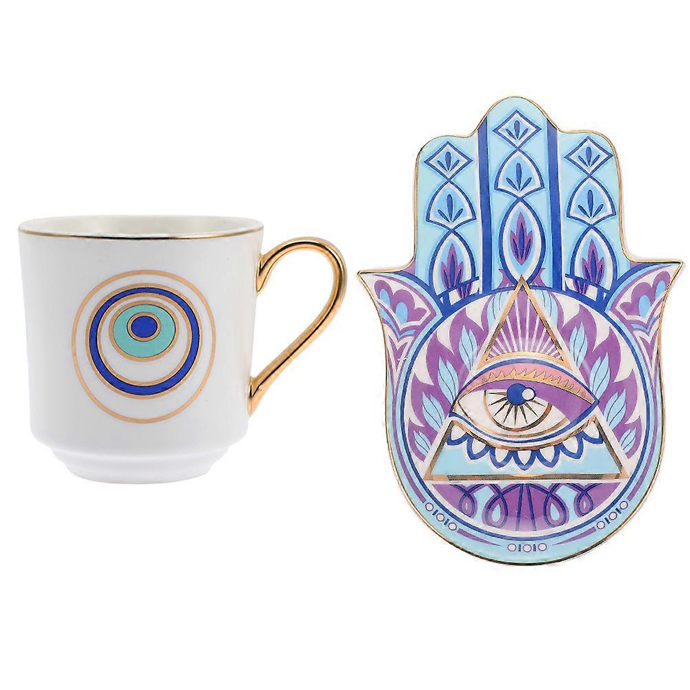 Retro Ceramic Coffee Cup with Saucer in Assorted Colors for Storage Smooth Surface and Comfortable Grip 10 oz