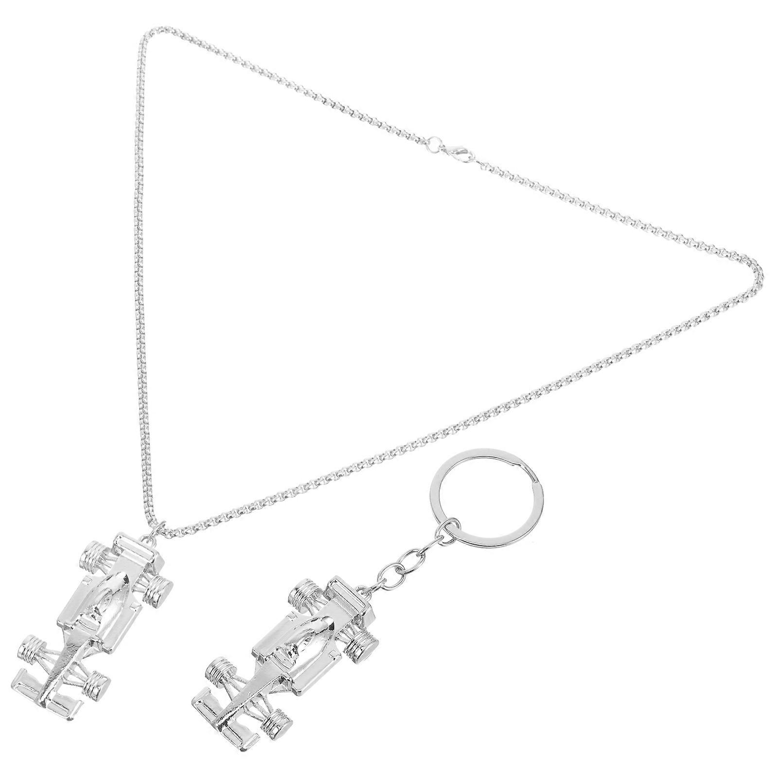 1 Set Race Car Key Chain Necklace Hanging Pendants Key Ring