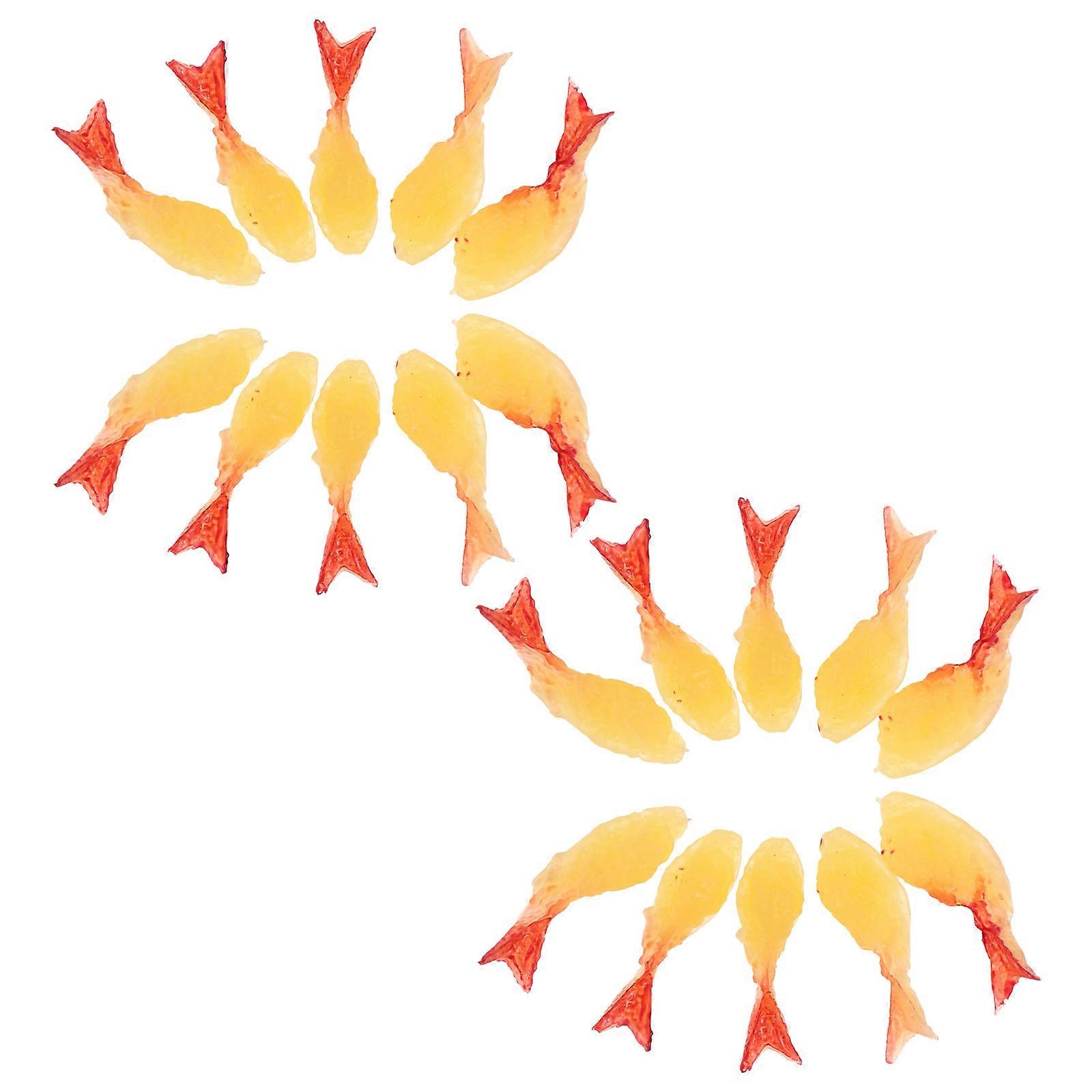 20pcs Artificial Fried Shrimp Miniatures Japanese Tempura Models Realistic Cooked Shrimp Display Props for DIY