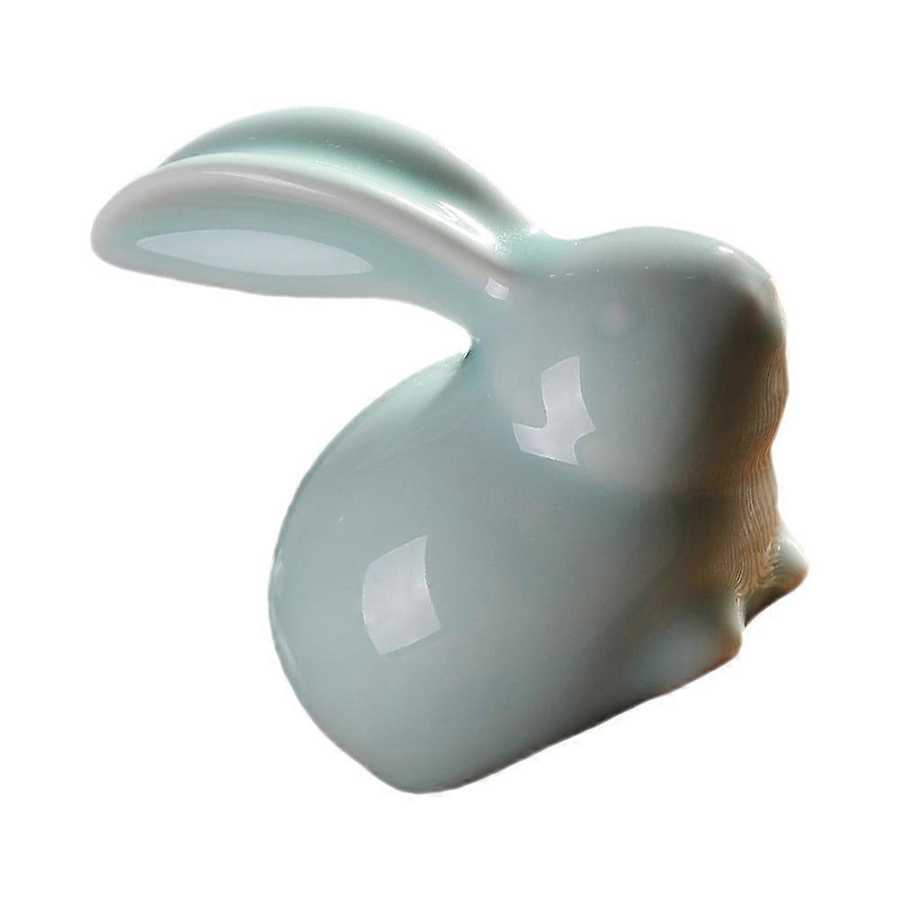 Rabbit Sculpture Office Decoration Ceramic Material Compact Size Fine Workmanship 3.9×3.5×3in 1Pc
