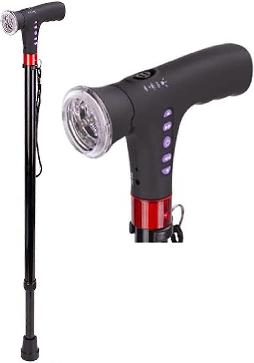 Foldable Smart Elderly Walking Stick with FM Radio, Lighting, Alarm, Telescopic, UltraLight Adjustable Cane