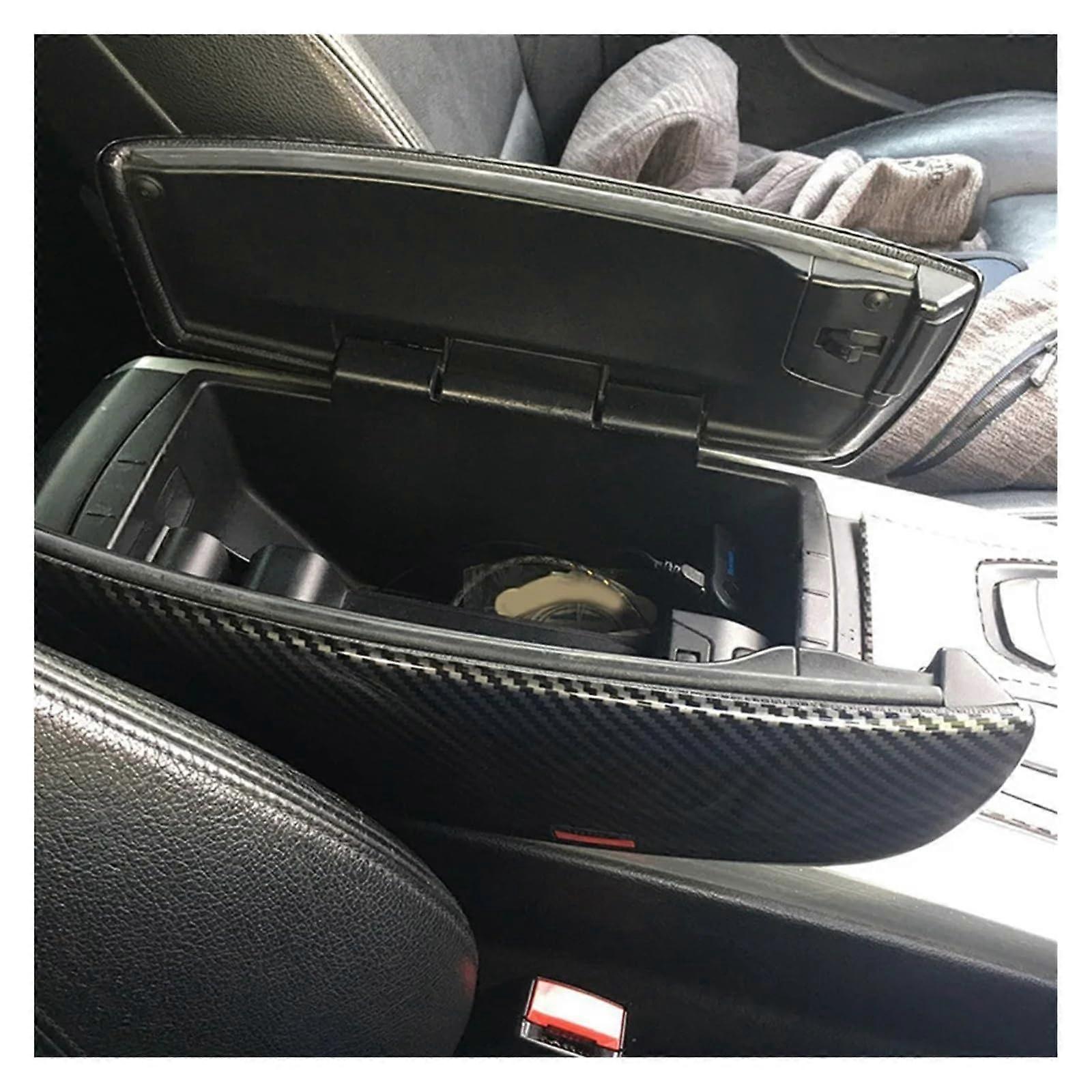 Auto Storage Box Cover for BMW X5 X6 E70 E71, Carbon Fiber Pattern, Center Console Armrest Decoration, Durable and Stylish Design
