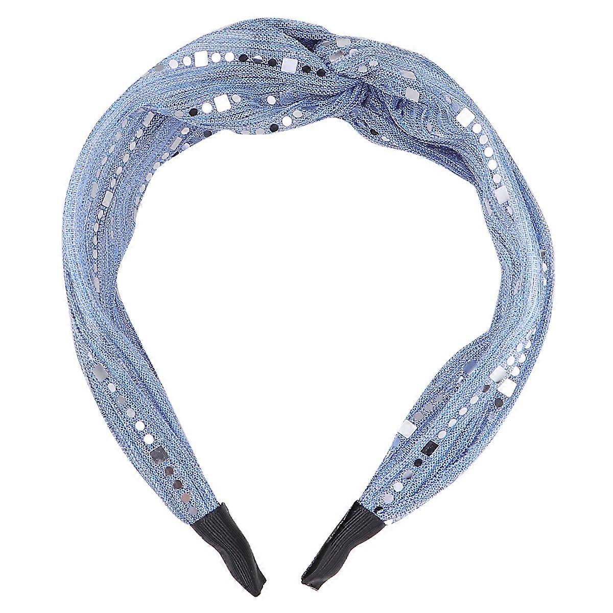 Shiny Cross Headband for Women with Cloth Material Blue Color Perfect for Party Decoration and Daily Use