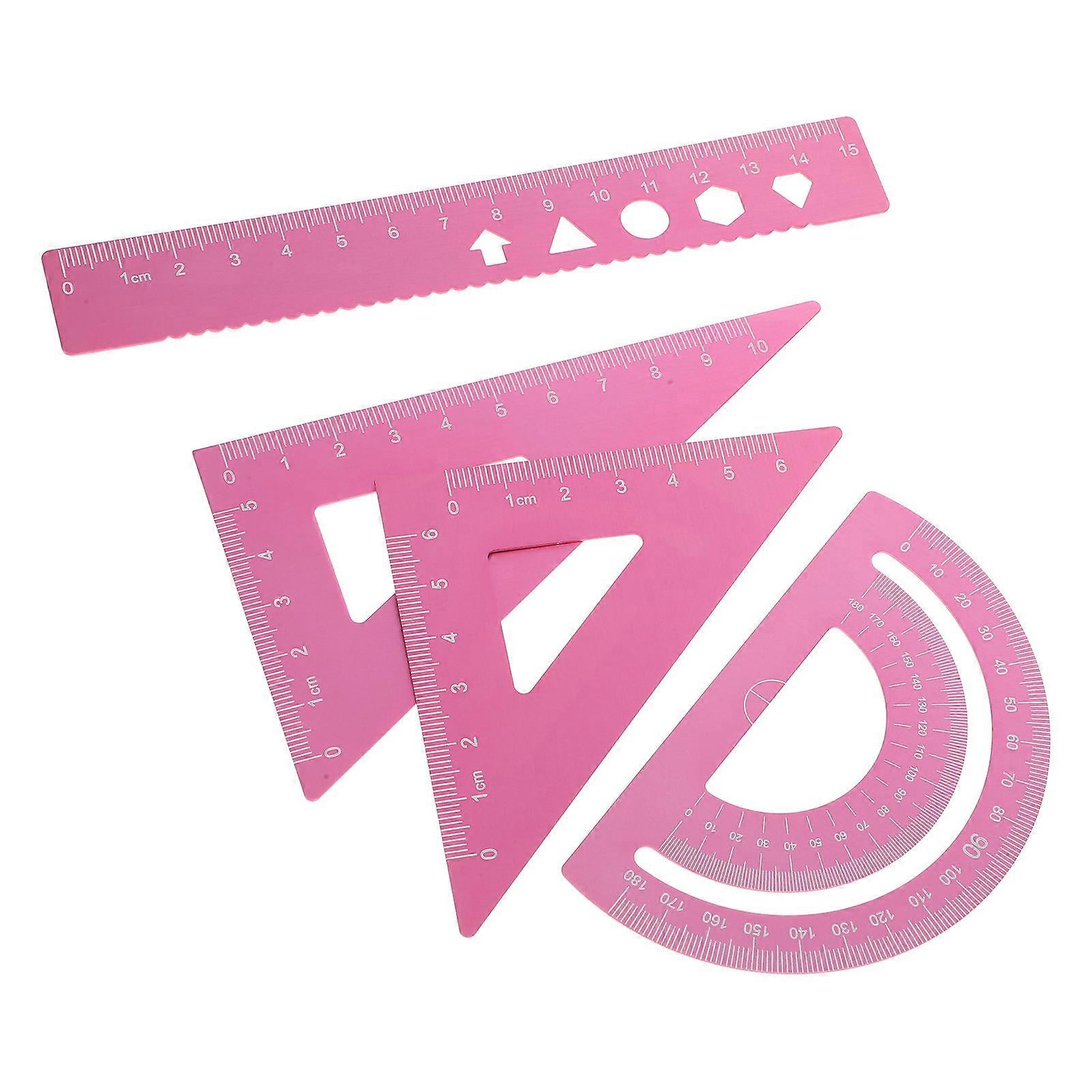 Metal Aluminum Alloy Ruler Set for Students with 4Pcs Geometry Tools