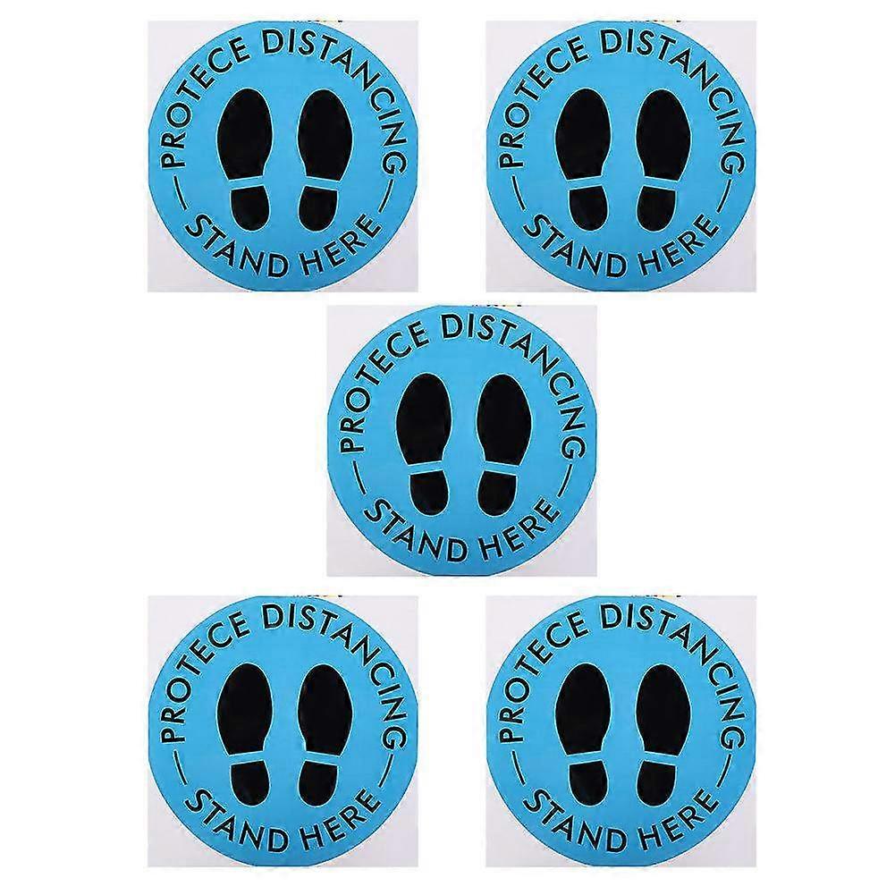 5PCS Social Distancing Floor Stickers & Distance Markers - Decals for Schools, Markets & Public Areas for Safety and Awareness