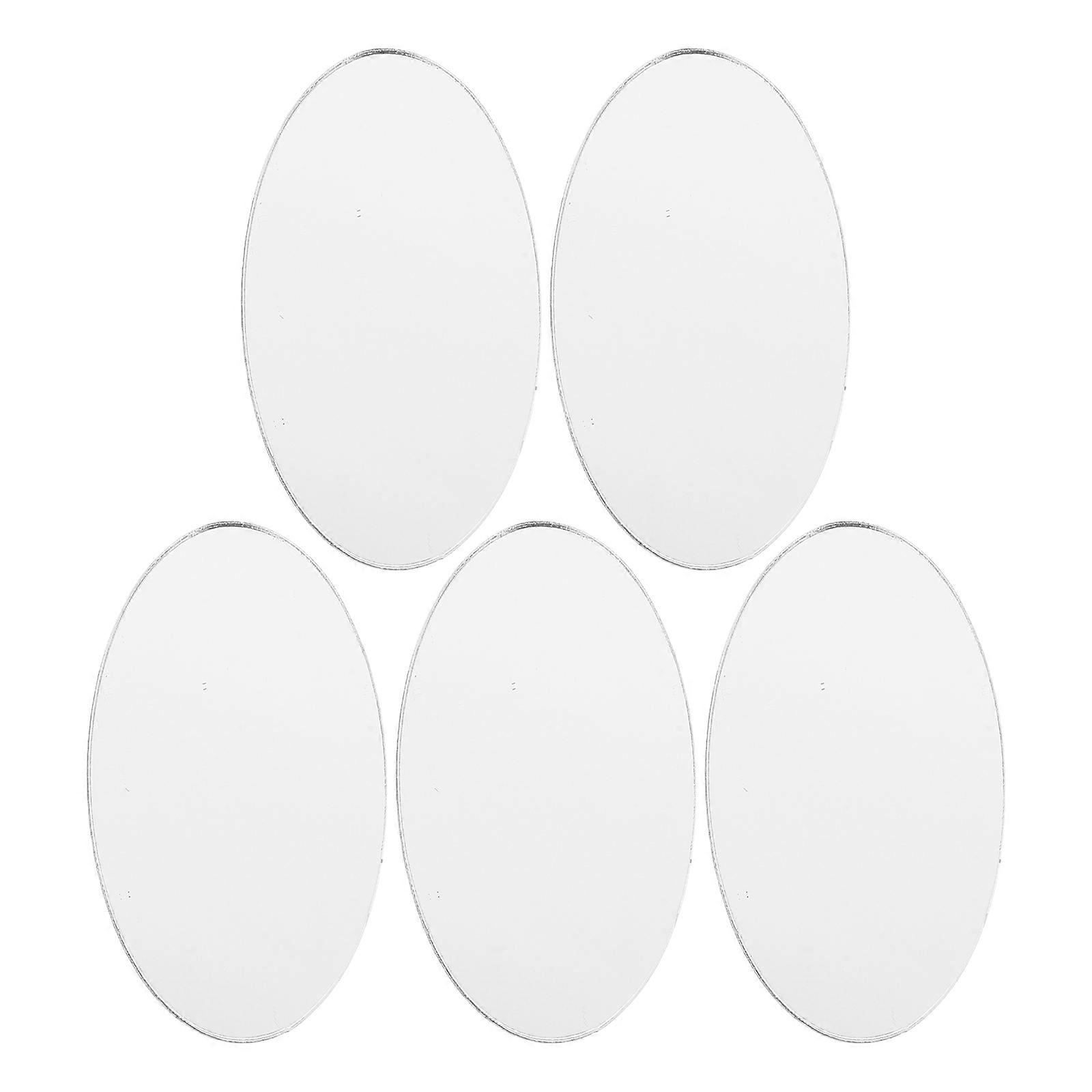 Tiny Plastic Mirror Sheets Oval Shape Scratch-Resistant Diy Design Decoration For Phone Users 5Pcs