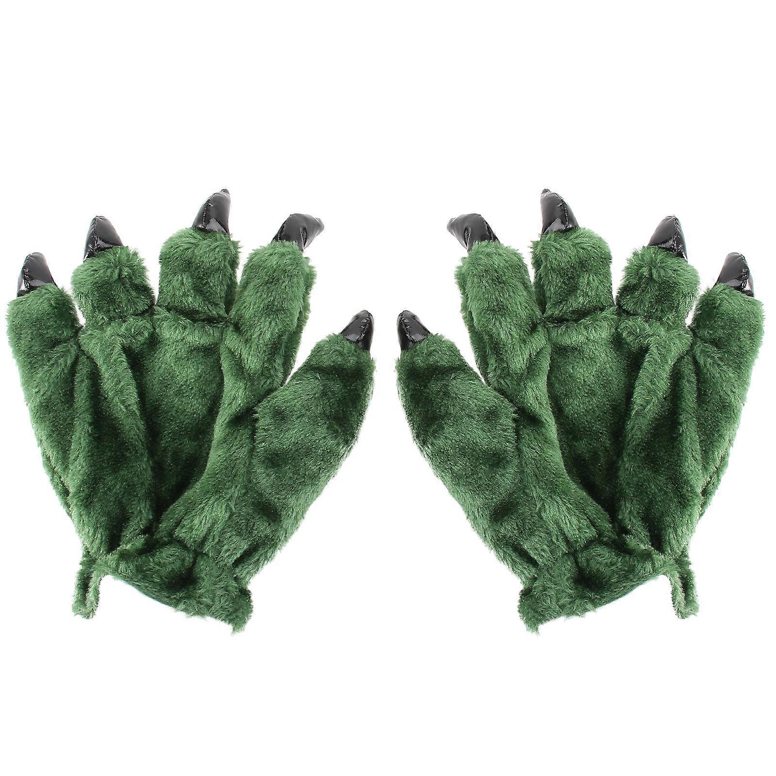Dinosaur Claw Gloves With Creative Design Suitable For Role Playing In Green Warm Winter Apparel For Adults 1 Pair