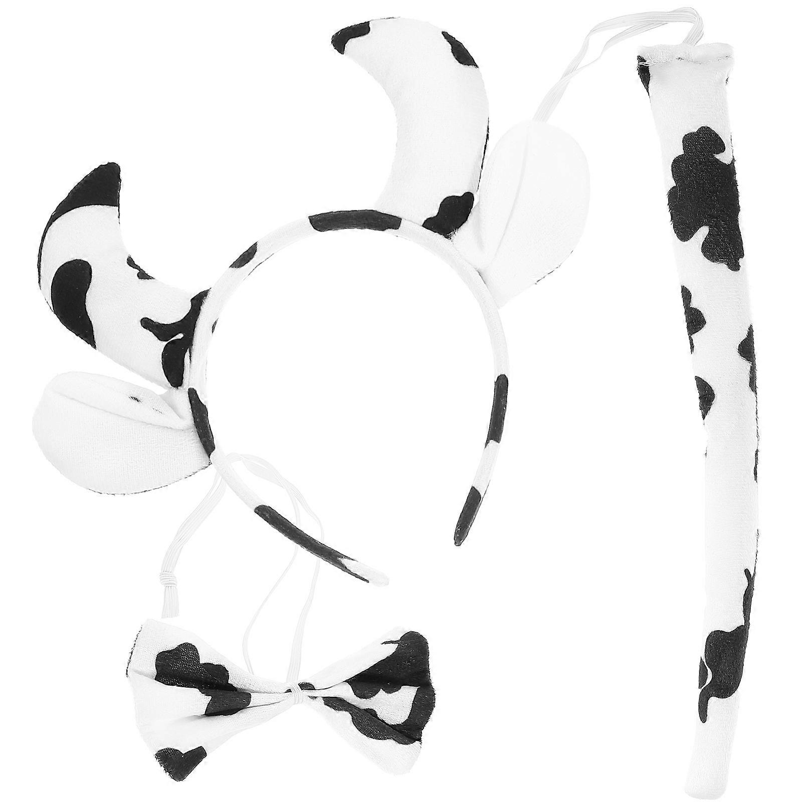 Furry Cow Ears And Bowtie Accessories Perfect For Birthday Carnival Celebrations Unique Animal Headgear 1 Set