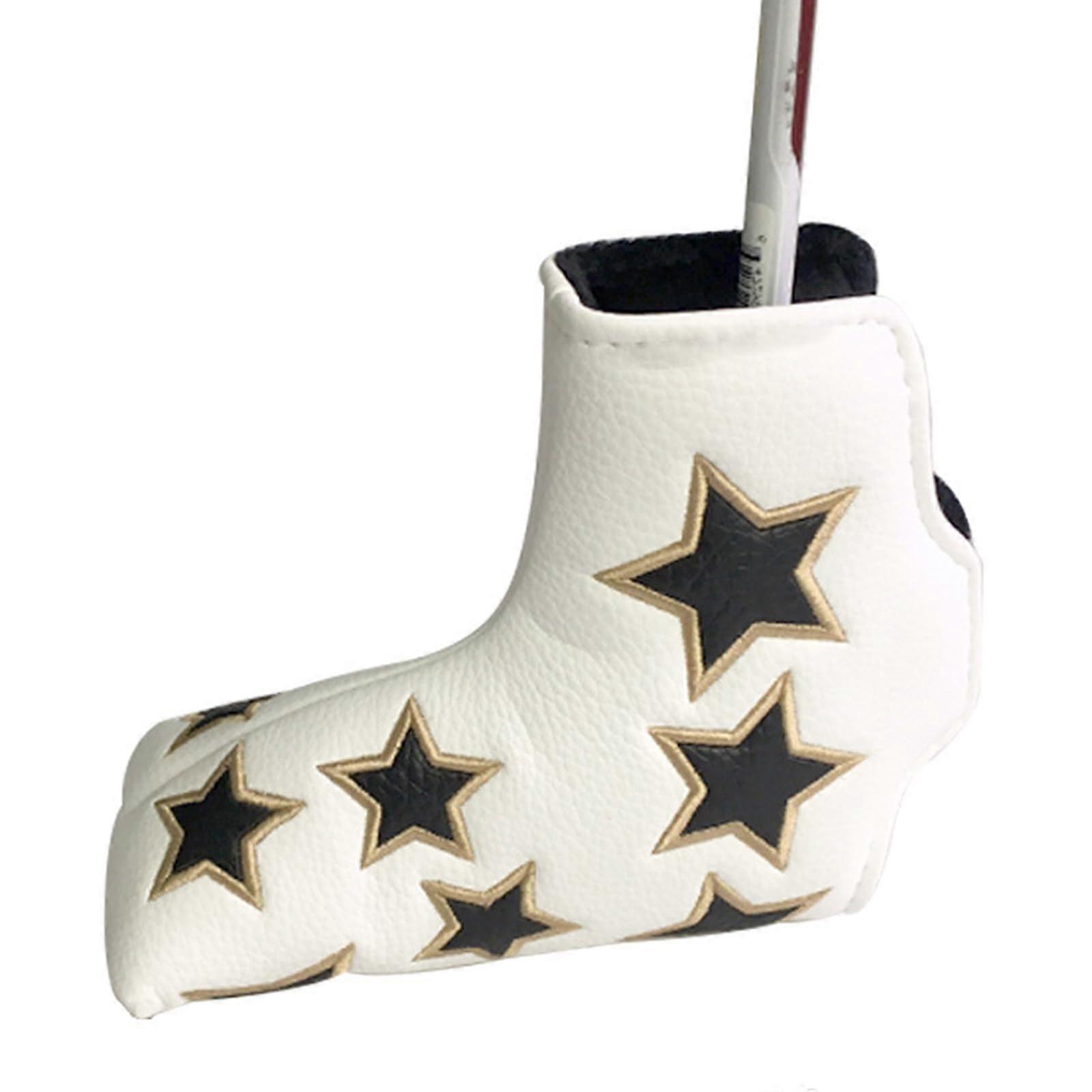 Golf club headcovers with star pattern, thick leather, replacement headcover, protective covers, easy to use, white Ref: 8629