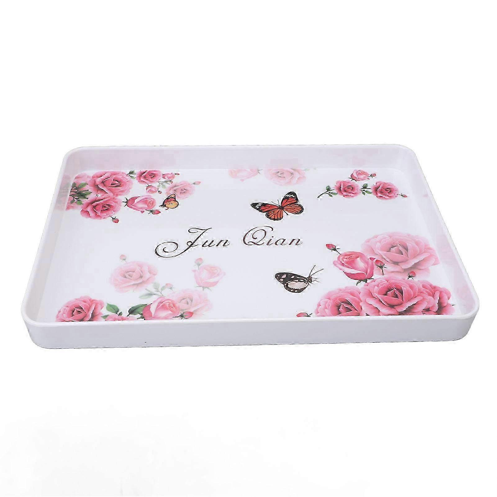 Reusable Rectangular Plastic Serving Tray - 15.4x10.6 Food Platter for Snacks, Fruit, Cookies & Desserts - Ideal for Kitchen, Parties & Camp