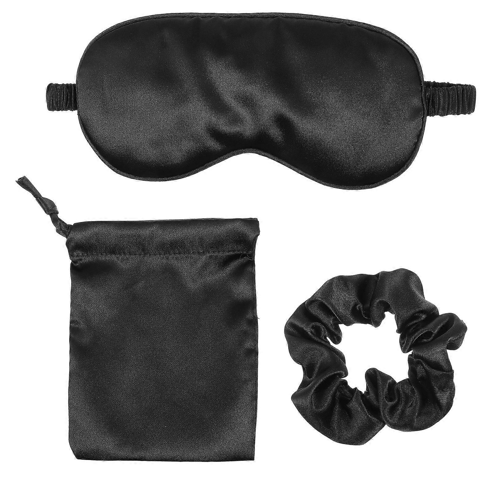 Sleeping Mask Silk Eye Cover for Home Use 3Pcs Set with Drawstring Bag